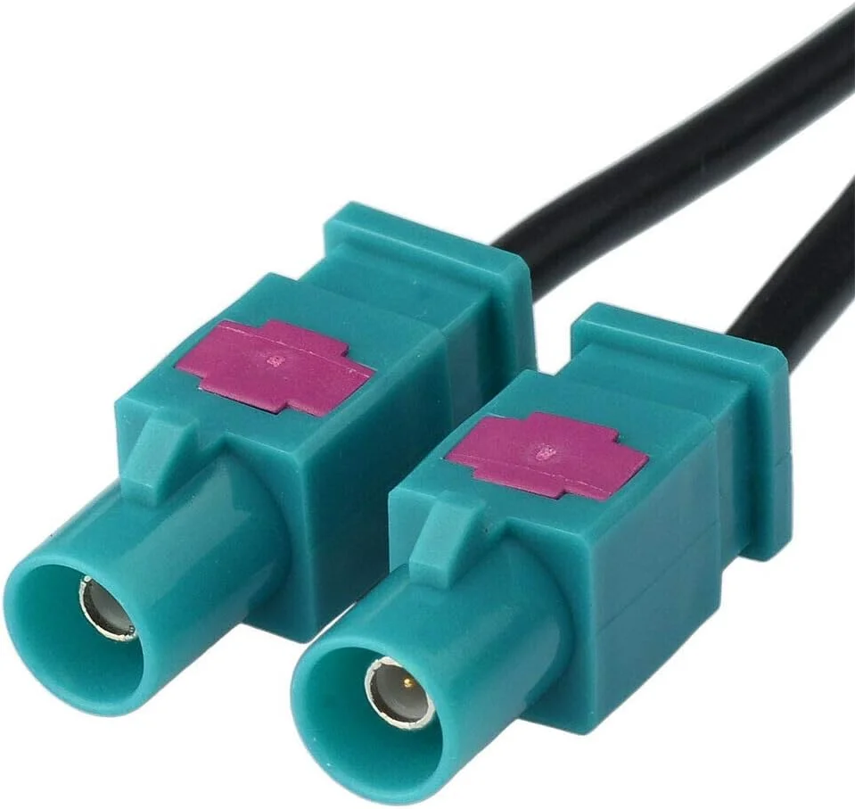 آداپتور آنتن رادیو خودرو دوتایی Fakra Z نر به DIN نر Eightwood با کابل تقویت کننده فعال 12 ولت، 30 سانتی متر، سازگار با دستگاه پخش استریو و GPS