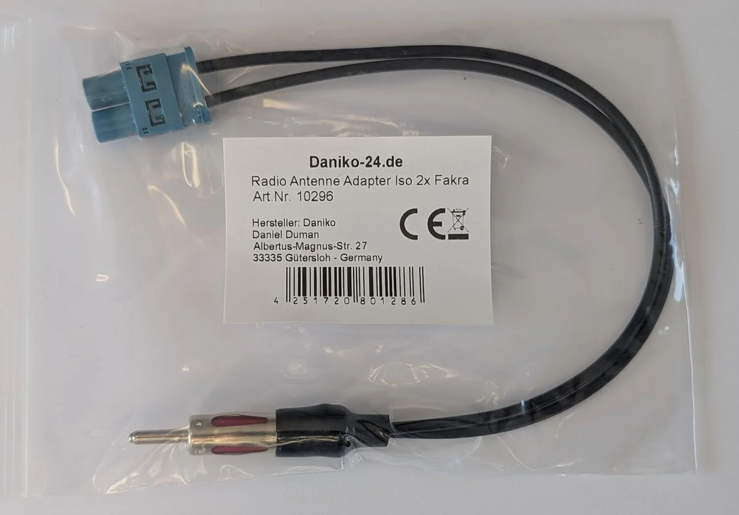 آداپتور آنتن رادیویی Daniko ISO به دوشاخه آنتن رادیویی DIN دوتایی 2x Fakra آداپتور آنتن رادیویی Daniko ISO به دوشاخه آنتن رادیویی DIN دوتایی 2x Fakra