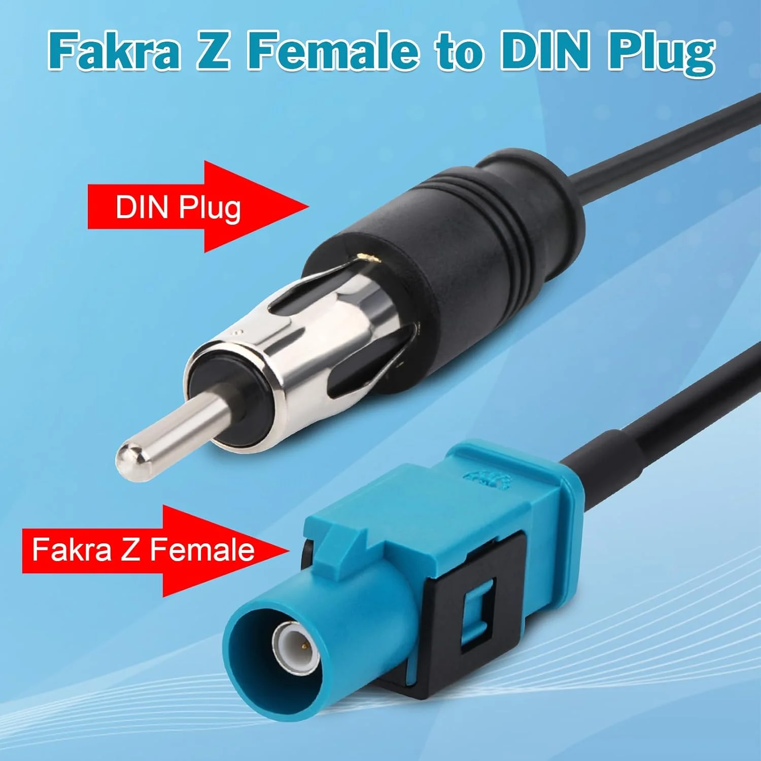 کابل آنتن رادیو خودرو 15 سانتی متری، کابل آداپتور آنتن رادیو FM AM استریو خودرو، فاکرا Z نر به کابل اتصال DIN برای واحد اصلی رادیو HD صوتی استریو خودرو