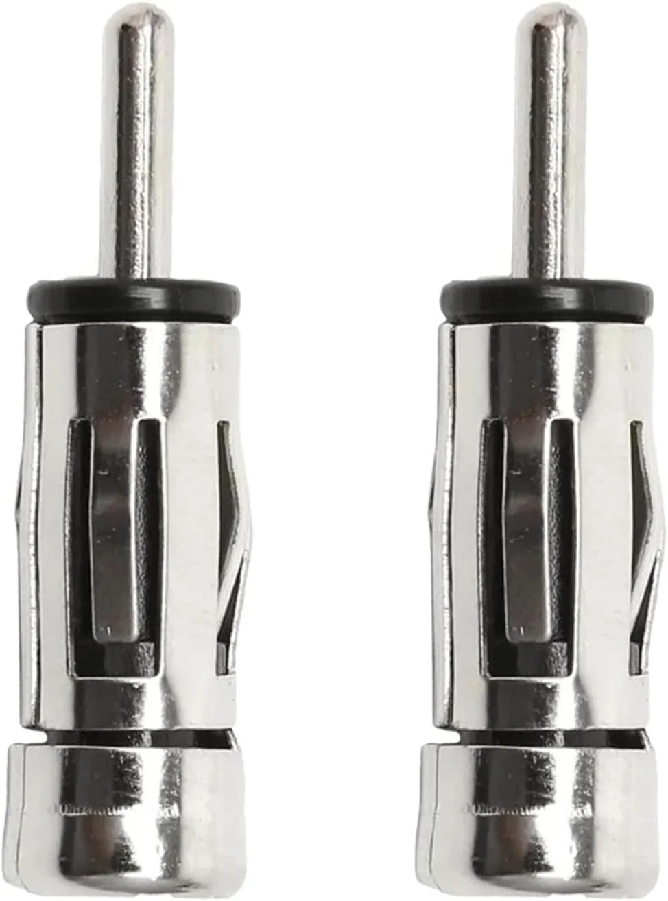 دو عدد تبدیل سوکت ISO به دوشاخه DIN، تبدیل کننده آداپتور آنتن هوایی رادیویی ISO به Din، آداپتور استریوی خودروی جهانی، اتصال دهنده آداپتور آنتن هوایی خودرو برای گیرنده استریوی صوتی خودرو (نقره ای)