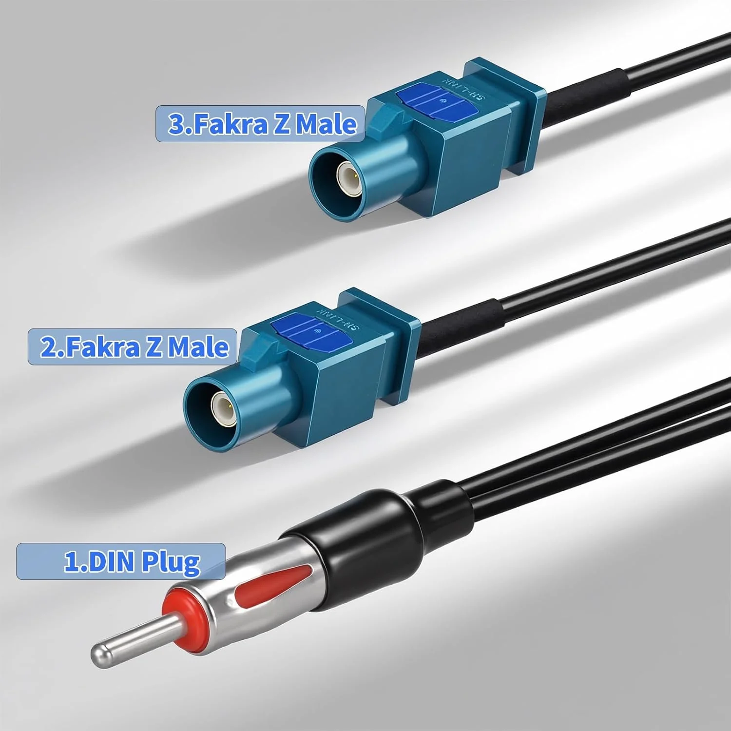 کابل آداپتور آنتن رادیو خودرو Bingfu، مبدل دوگانه Fakra به DIN نر (موتورولا)، کابل آداپتور کواکسیال FM/AM برای گیرنده استریو