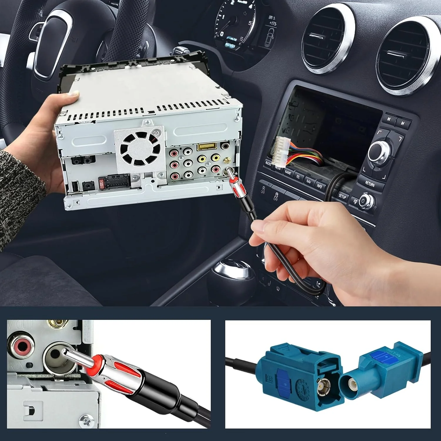 کابل آداپتور آنتن رادیو خودرو Bingfu، مبدل دوگانه Fakra به DIN نر (موتورولا)، کابل آداپتور کواکسیال FM/AM برای گیرنده استریو