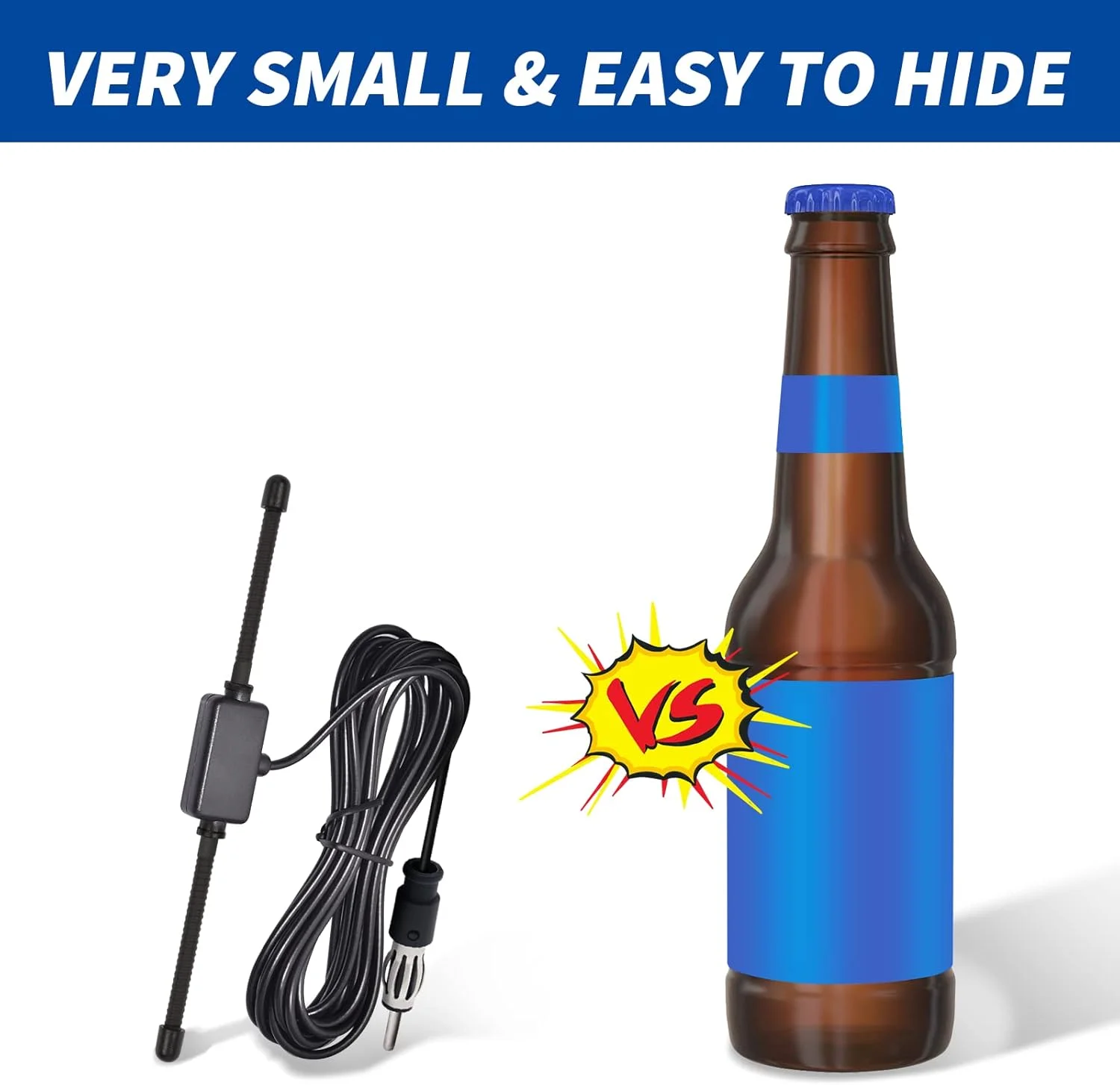 آنتن دوقطبی AM FM استریو خودرو جهانی Bingfu، آنتن رادیویی AM FM با نصب چسبی مخفی برای گیرنده تیونر استریو رادیویی خودرو، کامیون، SUV، کابل 3 متری با کانکتور DIN