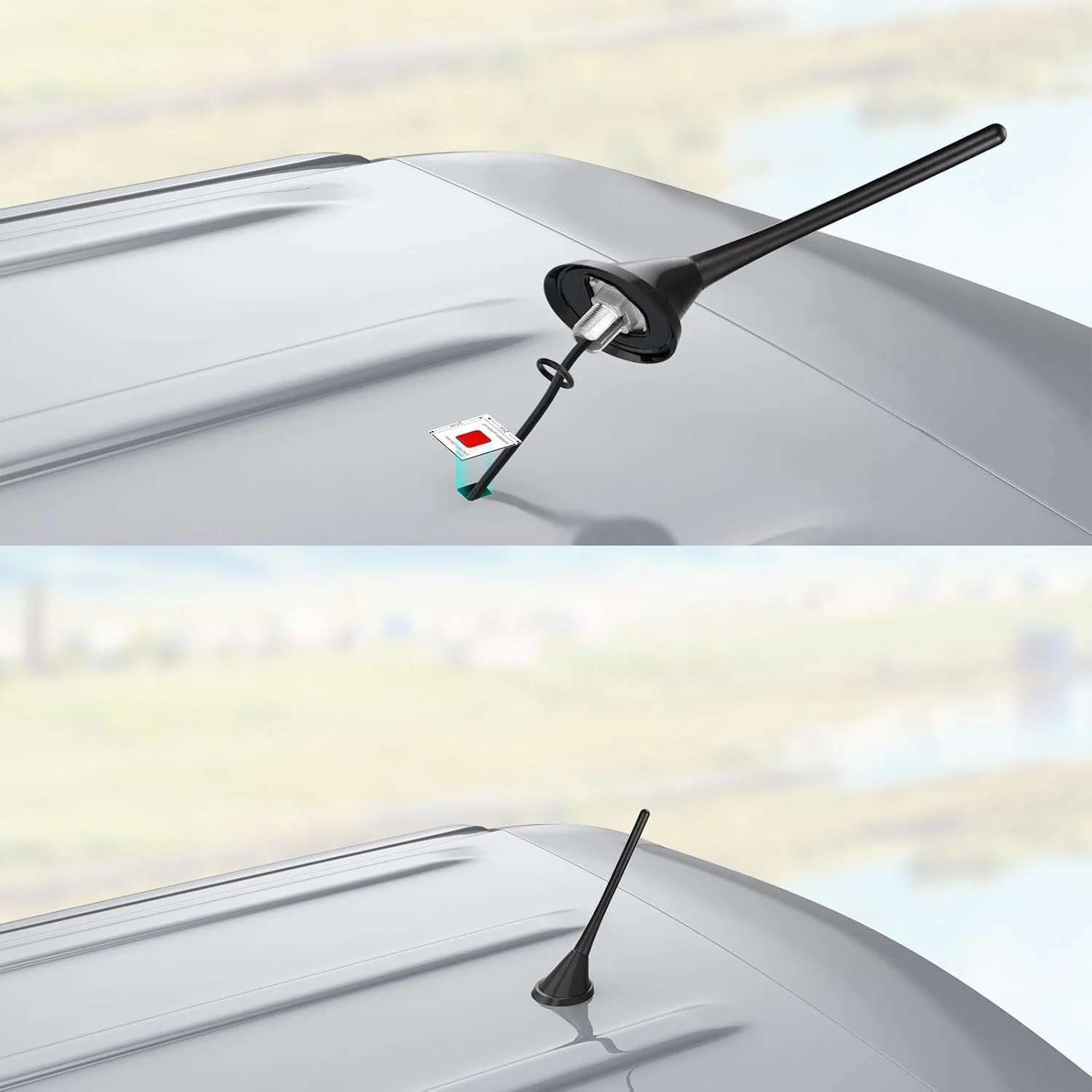 آنتن رادیو FM خودرو بینگفو، آنتن FM/AM یونیورسال 22 سانتی متری با پایه نصب سقفی، کابل 5 متری، کانکتور DIN برای خودرو، کامیون، گیرنده استریو SUV