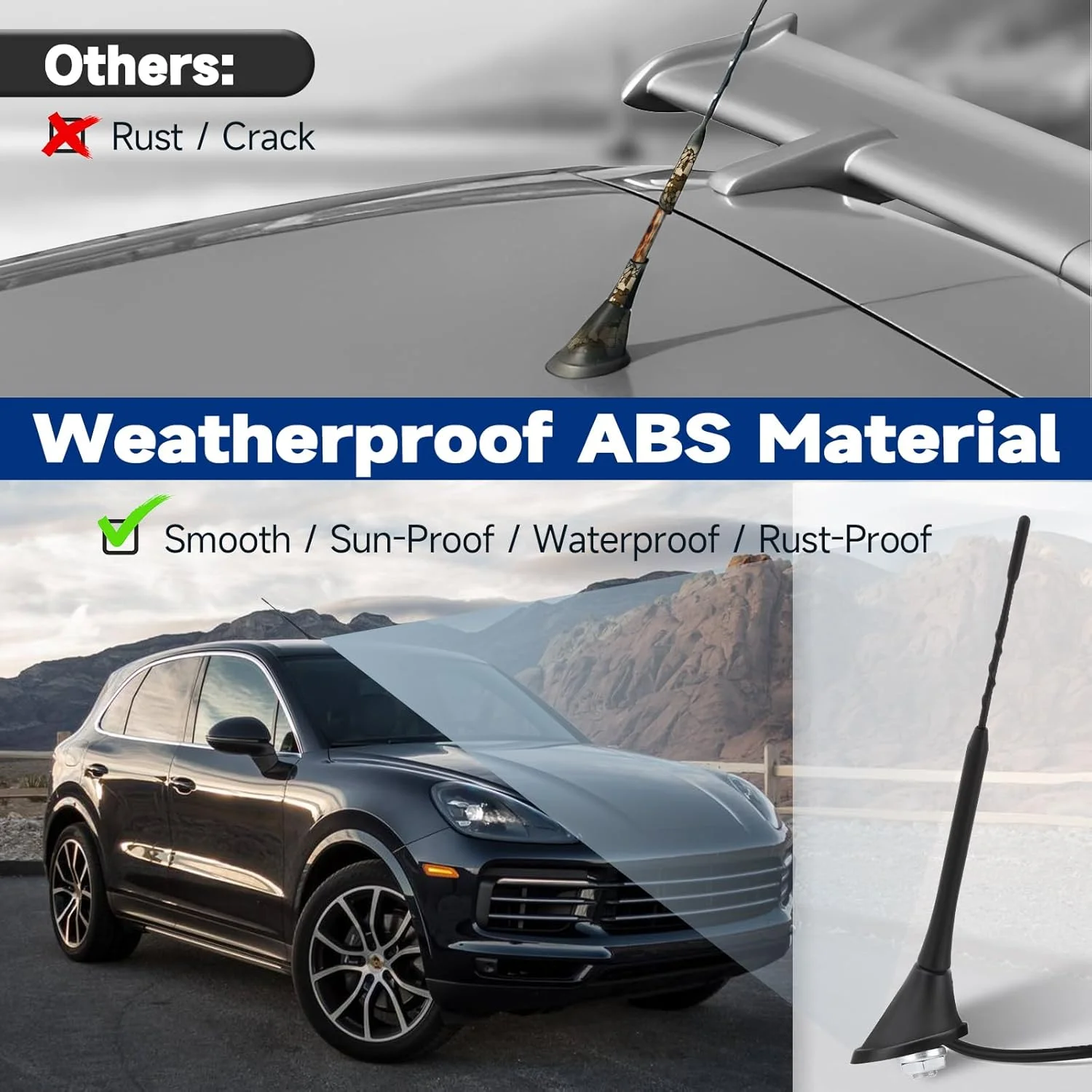 آنتن رادیو استریو خودرو Bingfu، آنتن FM سقفی جهانی 29 سانتی متری با پایه نصب، کابل 5 متری، کانکتور DIN برای خودرو، کامیون، گیرنده استریو SUV