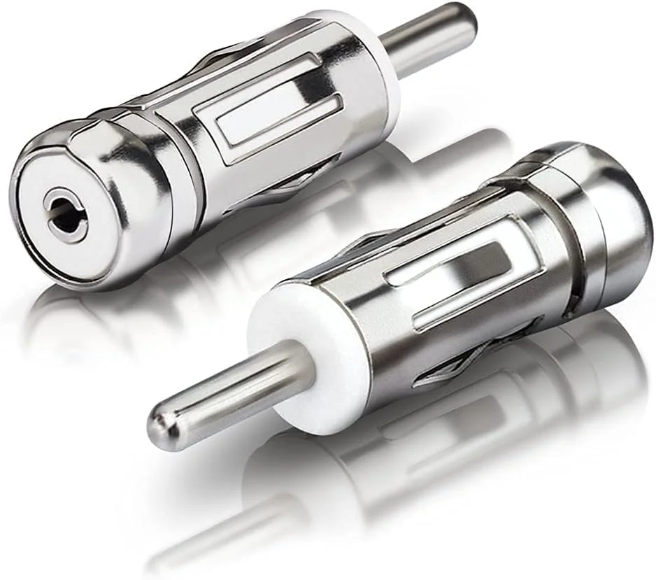 آداپتور آنتن خودرو Bingfu، آداپتور استریو خودرو جهانی سوکت ISO به کانکتور دوشاخه DIN (بسته 2 عددی) برای واحد اصلی رادیو صوتی خودرو