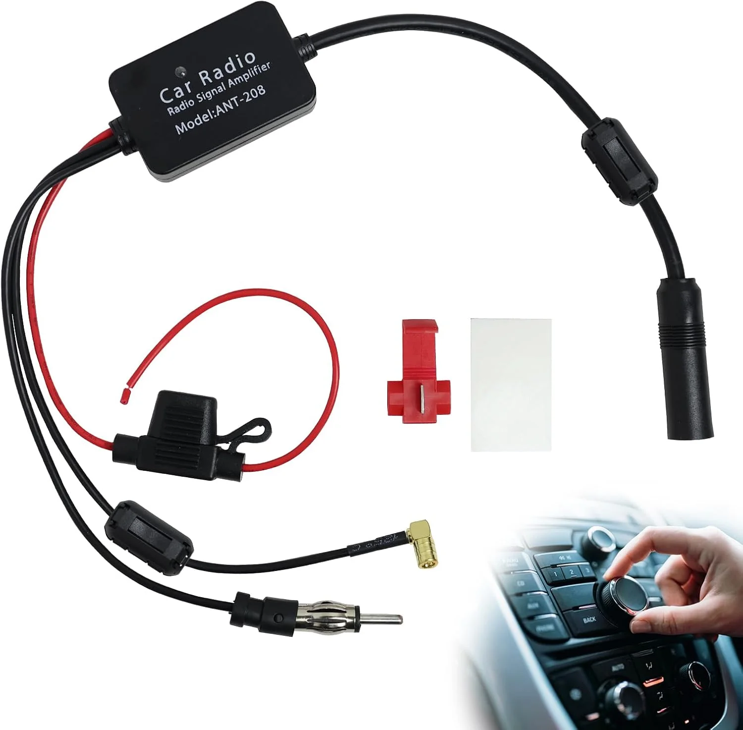 تقویت کننده آنتن رادیو خودرو BakeWhiz 12 ولت DAB، تقویت کننده آنتن اسپلیتر، آنتن های خودرو برای رادیو DAB/FM/AM، آداپتور پلاگین بازسازی جهانی برای رادیو دیجیتال استریو خودرو، ماشین، قایق، کامیون