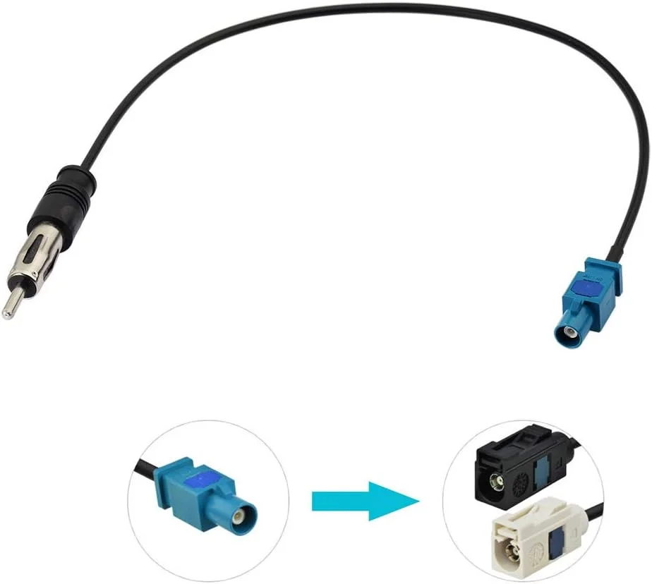 آداپتور آنتن خودرو Bingfu، کابل آداپتور آنتن رادیویی FM AM استریو خودرو، کابل اتصال نر Fakra Z به دوشاخه DIN، طول 30 سانتی متر، مناسب برای استریو خودرو، رادیو HD، پخش کننده CD، گیرنده