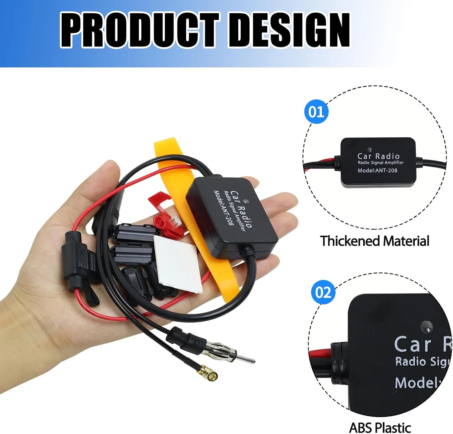 تقویت کننده آنتن رادیو خودرو BakeWhiz 12 ولت DAB، تقویت کننده آنتن اسپلیتر، آنتن های خودرو برای رادیو DAB/FM/AM، آداپتور پلاگین بازسازی جهانی برای رادیو دیجیتال استریو خودرو، ماشین، قایق، کامیون