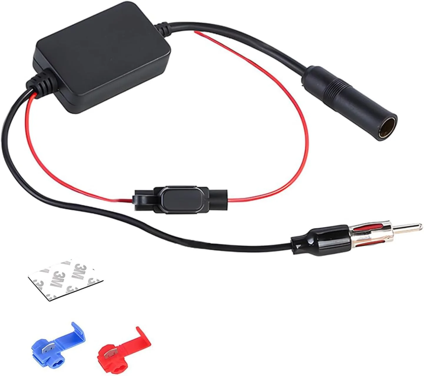 آنتن خودرو، استریو خودرو جهانی، تقویت کننده سیگنال آنتن رادیو FM، آداپتور اتصال دهنده DIN منبع تغذیه 12 ولت برای گیرنده واحد اصلی رسانه استریو رادیویی خودرو کامیون SUV