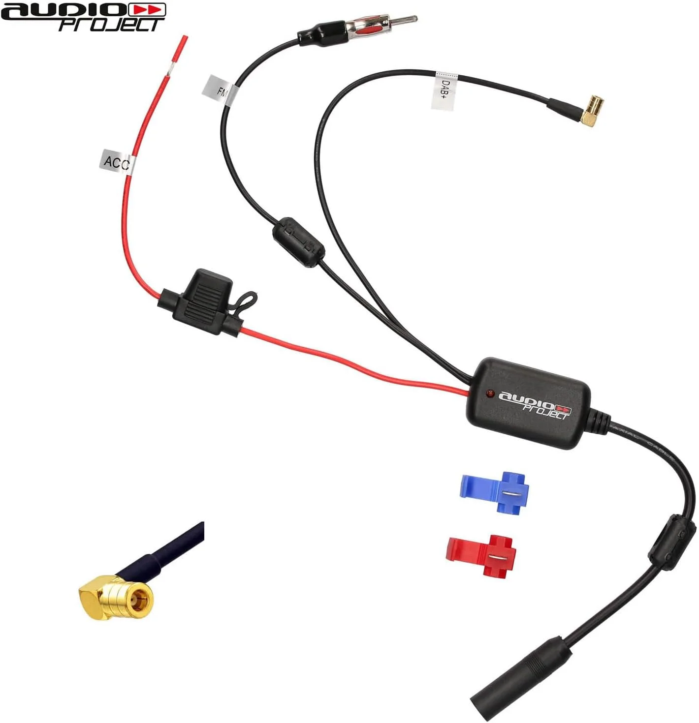 تقسیم کننده تقویت کننده آنتن Audioproject A391 DAB سازگار با SMB به DIN برای Sony Pioneer JVC Kenwood Blaupunkt Alpine FM، آداپتور رادیو دیجیتال DAB+ Plus خودرو