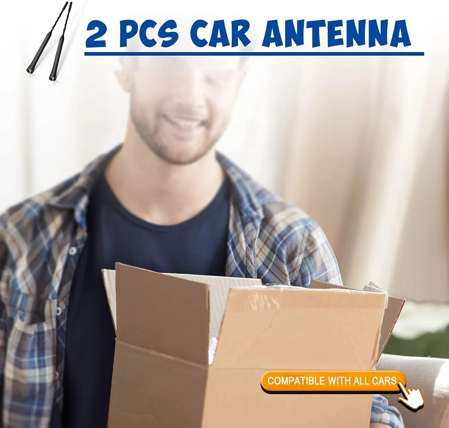 آنتن خودروی یونیورسال Aputue، 2 عدد آنتن رادیویی سقفی خودرو به همراه پیچ و مهره، تقویت کننده سیگنال رادیویی Am/Fm/Dab، نصب آسان بدون نیاز به ابزار، مناسب برای اکثر خودروها، 40 سانتی متر