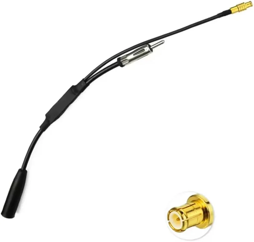 اسپلیتر آنتن خودرو AM/FM + DAB | پلاگ DIN به پلاگ DIN + کانکتور SMB 12 ولت | کابل رادیو خودرو فعال برای Blaupunkt، Pioneer، Clarion، Alpine