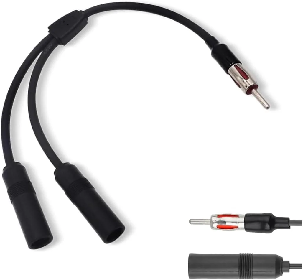 آداپتور آنتن خودرو، کانکتور آداپتور آنتن استریو رادیو، 1 نری به 2 مادگی کابل آنتن Y، مبدل کابل افزایش طول آنتن، مناسب برای رادیو استریو خودرو، کامیون و SUV