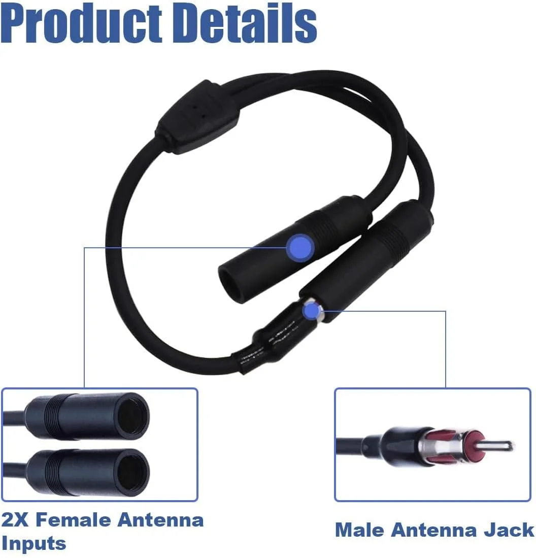 آداپتور آنتن خودرو، کانکتور آداپتور آنتن استریو رادیو، 1 نری به 2 مادگی کابل آنتن Y، مبدل کابل افزایش طول آنتن، مناسب برای رادیو استریو خودرو، کامیون و SUV آداپتور آنتن خودرو، کانکتور آداپتور آنتن استریو رادیو، 1 نری به 2 مادگی کابل آنتن Y، مبدل کابل افزایش طول آنتن، مناسب برای رادیو استریو خودرو، کامیون و SUV