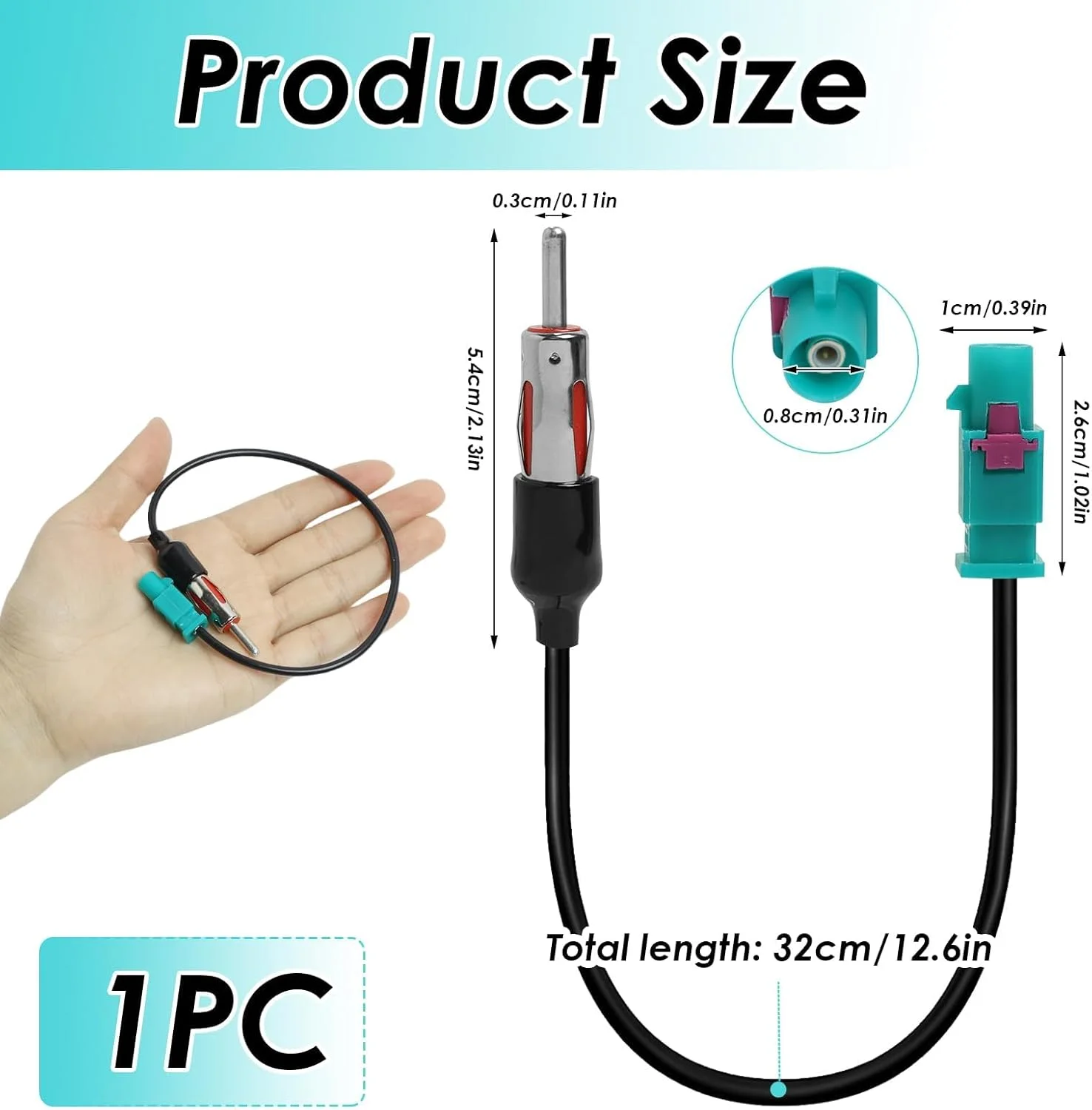 آداپتور اتصال آنتن رادیو خودرو، کابل افزایش طول رادیو خودرو یونیورسال، برای استریو خودرو صوتی HD، کابل اتصال پلاگین، پخش کننده چند رسانه ای CD