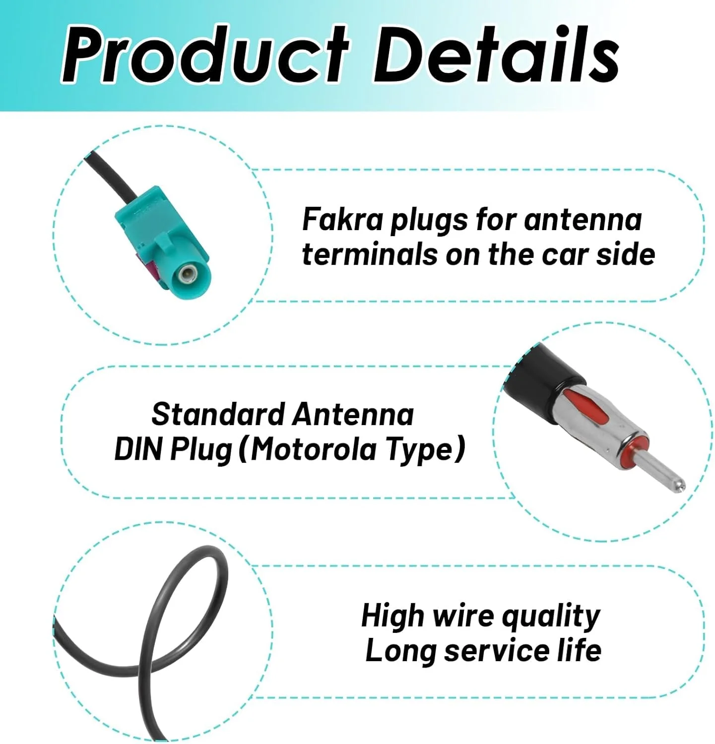 آداپتور اتصال آنتن رادیو خودرو، کابل افزایش طول رادیو خودرو یونیورسال، برای استریو خودرو صوتی HD، کابل اتصال پلاگین، پخش کننده چند رسانه ای CD