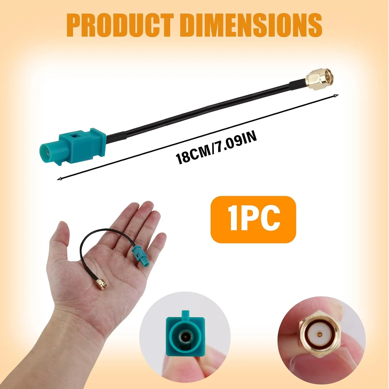 کابل آداپتور آنتن خودرو فکرا Z نر به SMA نر 30 سانتی متری برای رادیو خودرو، واحد اصلی اندروید، مسیریابی GPS، رادیو ماهواره ای Sirius XM، ماژول بلوتوث 4G LTE