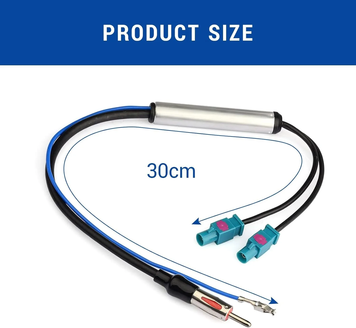 آداپتور آنتن رادیو خودرو، اسپلیتر فاکرا، دوشاخه DIN به آداپتور اسپلیتر دوتایی فاکرا، با منبع تغذیه فانتوم سازگار با گیرنده رادیو خودرو/واحد اصلی GPS