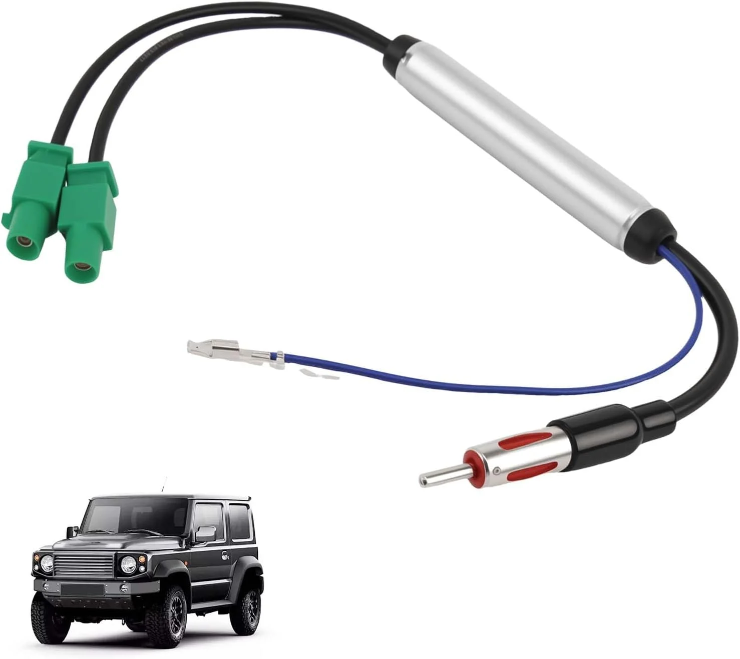 آداپتور آنتن رادیو خودرو، کابل آنتن رادیو خودرو، دوشاخه نر فاکرا دوبل به DIN با تغذیه فانتوم، تقویت کننده، فولکس واگن برای آئودی، برای بی ام و، 30 سانتی متر، سازگاری قوی