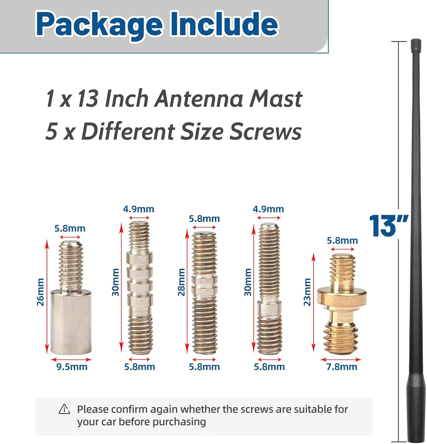 آنتن رادیویی 13 اینچی Anina مناسب برای GMC Sierra مدل 2000-2022 و Chevy Silverado 1500 2500 3500 مدل 2007-2022، آنتن جایگزین خودرو و کامیون برای دریافت امواج AM و FM، مقاوم در برابر کارواش