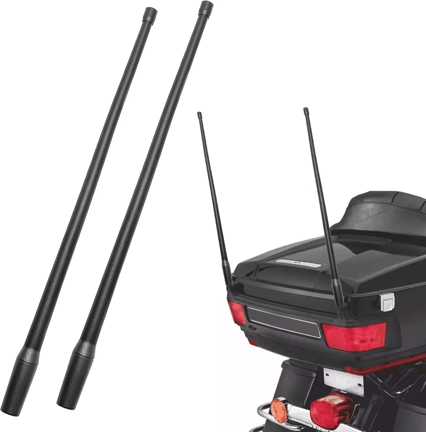 آنتن 13 اینچی 2 عددی Anina برای موتورسیکلت های هارلی دیویدسون مدل 1998-2022، آنتن هوایی برای دریافت سیگنال رادیویی FM/AM، ضد کارواش - لاستیک بادوام و انعطاف پذیر