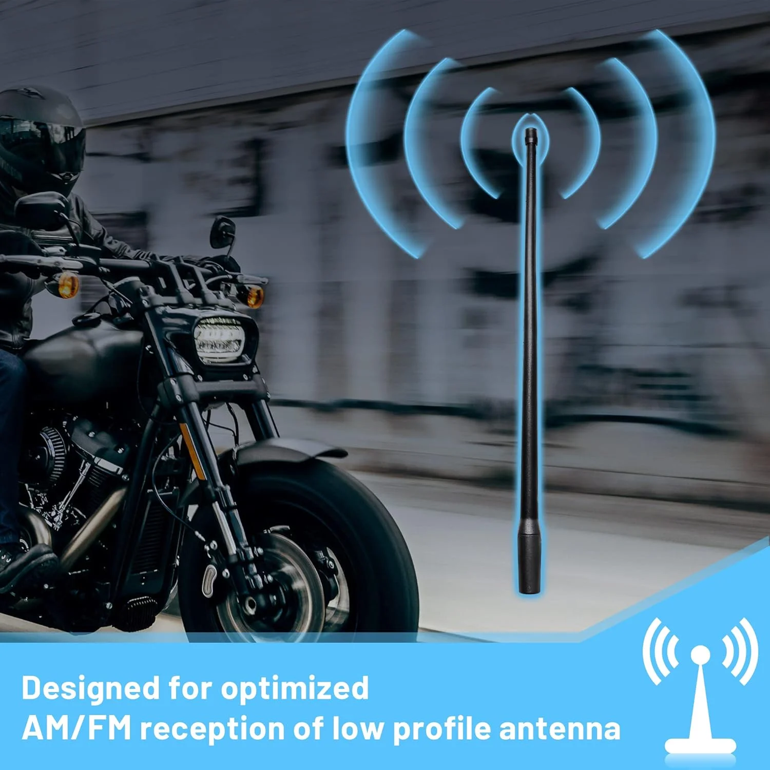 آنتن 13 اینچی 2 عددی Anina برای موتورسیکلت های هارلی دیویدسون مدل 1998-2022، آنتن هوایی برای دریافت سیگنال رادیویی FM/AM، ضد کارواش - لاستیک بادوام و انعطاف پذیر