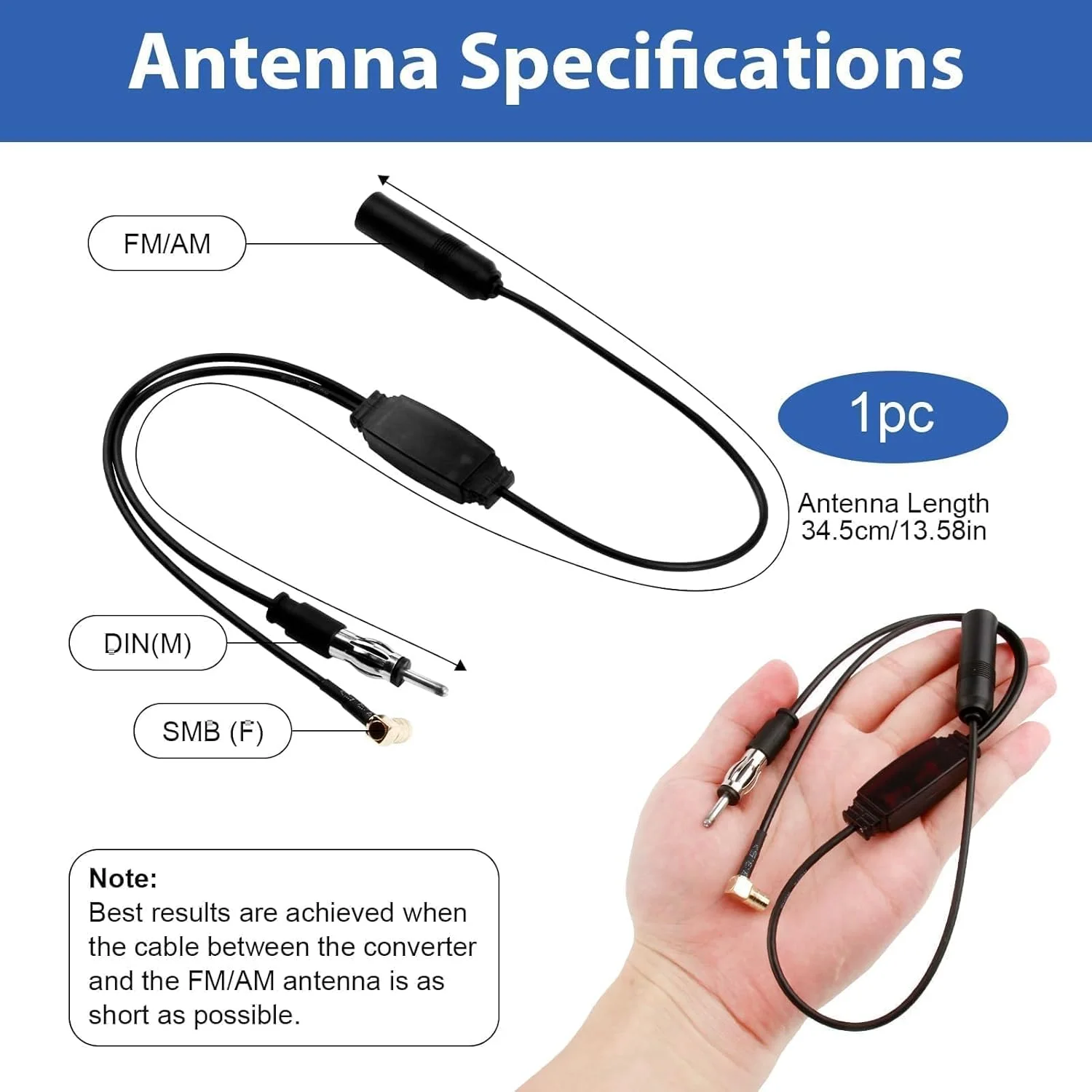 تبدیل کننده آنتن خودرو برای رادیو دیجیتال - سازگار با JVC، Kenwood، Sony، Alpine، Pioneer، تبدیل سیگنال VHF/FM به DAB/DAB+، نصب آسان