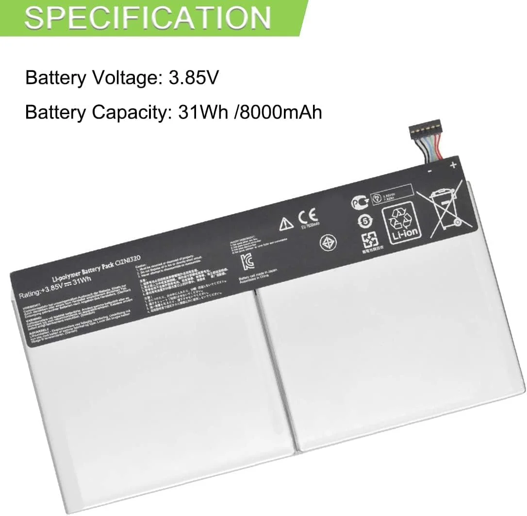 باتری 3.8 ولت 31 وات‌ساعت 8100 میلی‌آمپر ساعت C12N1320 سازگار با تبلت ASUS Transformer Book T100T مدل 0B200-00720300