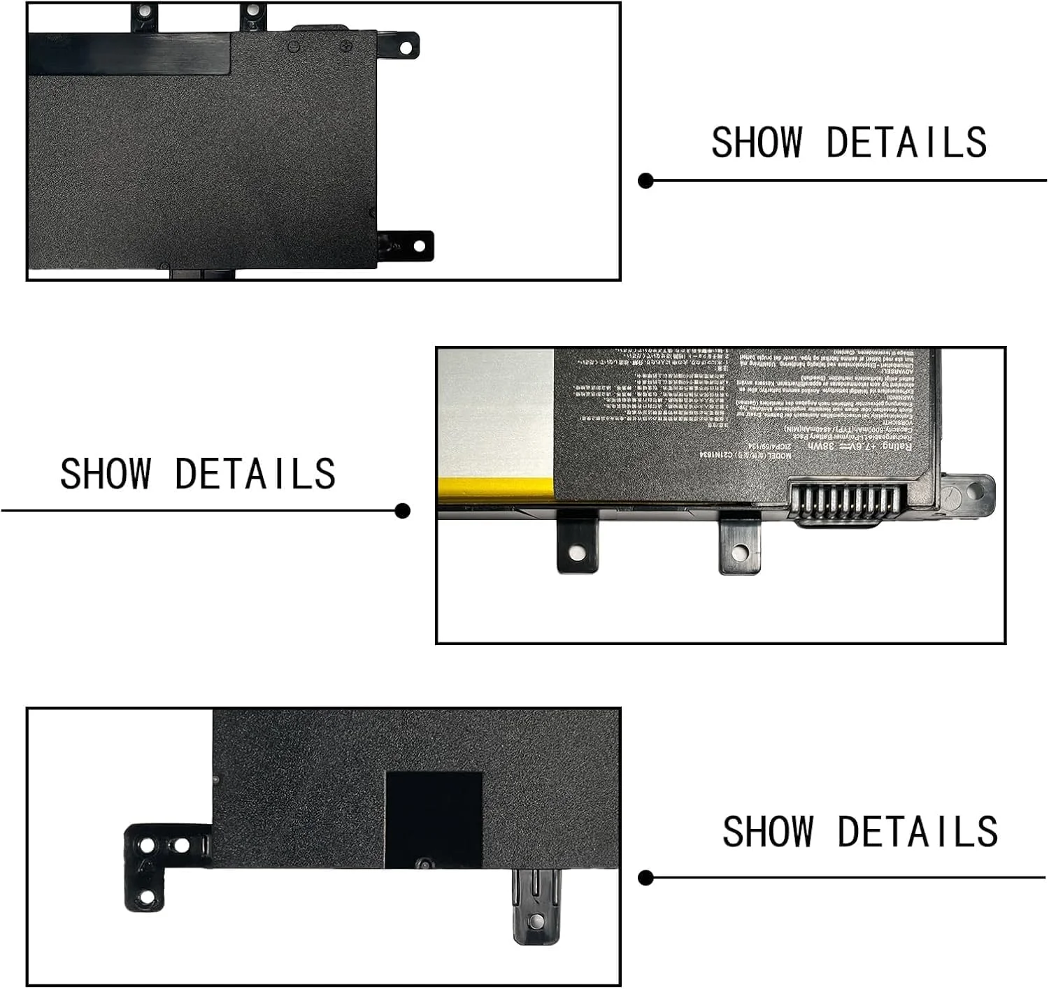 باتری تبلت جایگزین C21N1634 0B200-02550000 0B200-02550200 C21PqCH 2ICP4/59/134 برای ایسوس Vivobook سری R542UR V587U R542U R542UR-GQ378T X580B X542U FL5900U FL5900L (7.6 ولت 38 وات ساعت)