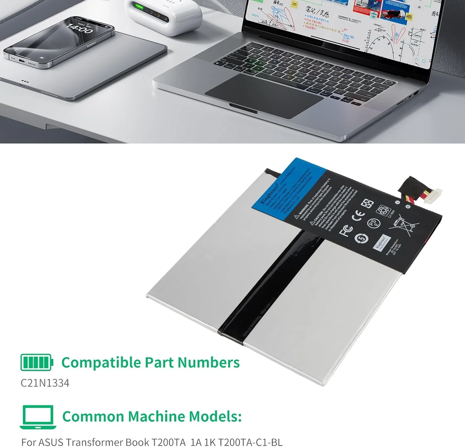باتری لپ تاپ مدل C21N1334 جایگزین برای تبلت ایسوس ترنسفورمر بوک T200TA 1A 1K 200TA-C1-BL ولتاژ 7.6V توان 38WH باتری لپ تاپ مدل C21N1334 جایگزین برای تبلت ایسوس ترنسفورمر بوک T200TA 1A 1K 200TA-C1-BL ولتاژ 7.6V توان 38WH