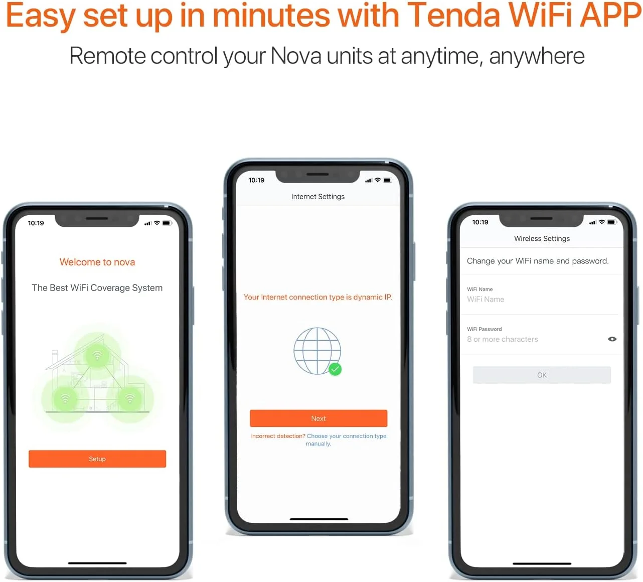 سیستم وای فای مش تندا نوا MW6 - سیستم مش وای فای کل خانه - پوشش وای فای 3200 فوت مربع برای 4-6 اتاق - دو بانده AC1200 - پورت های گیگابیتی - راه اندازی آسان - سازگار با الکسا - بسته 3 عددی