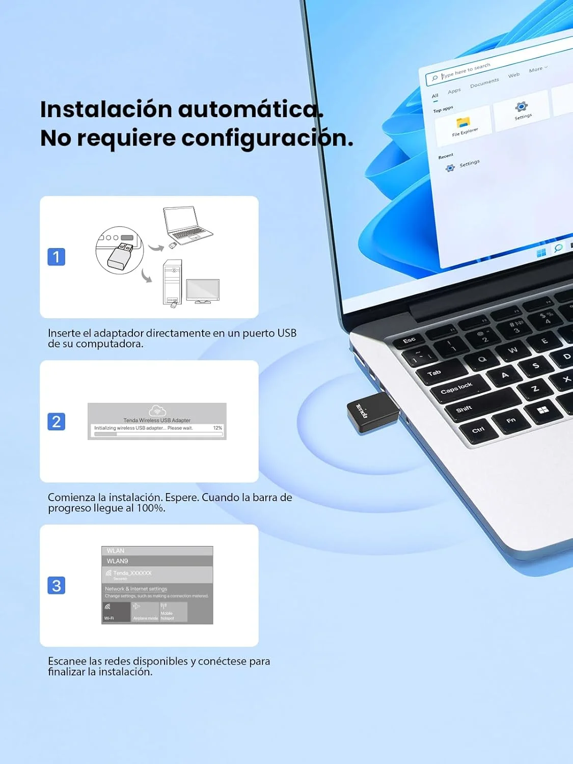 آداپتور USB وای فای 6 دو بانده Tenda U11 AX900، اتصال آسان، USB 2.0، WPA2، حالت Access Point، سایز کوچک، آداپتور وای فای برای کامپیوتر/رومیزی/لپ تاپ، پشتیبانی از ویندوز 7/10/11/لینوکس 3.10+