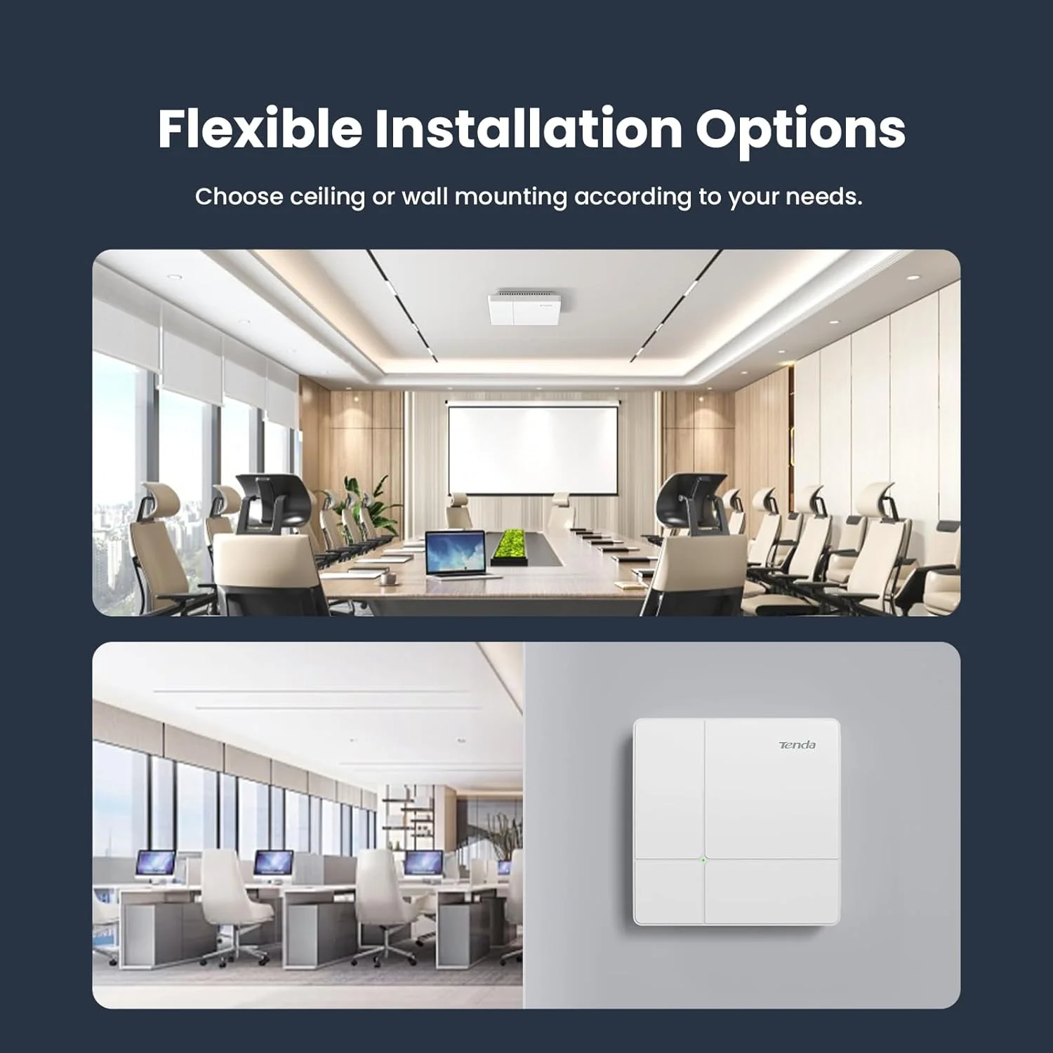 اکسس پوینت گیگابیتی دو بانده Tenda AC1200 مدل i24، مناسب نصب سقفی، سفید