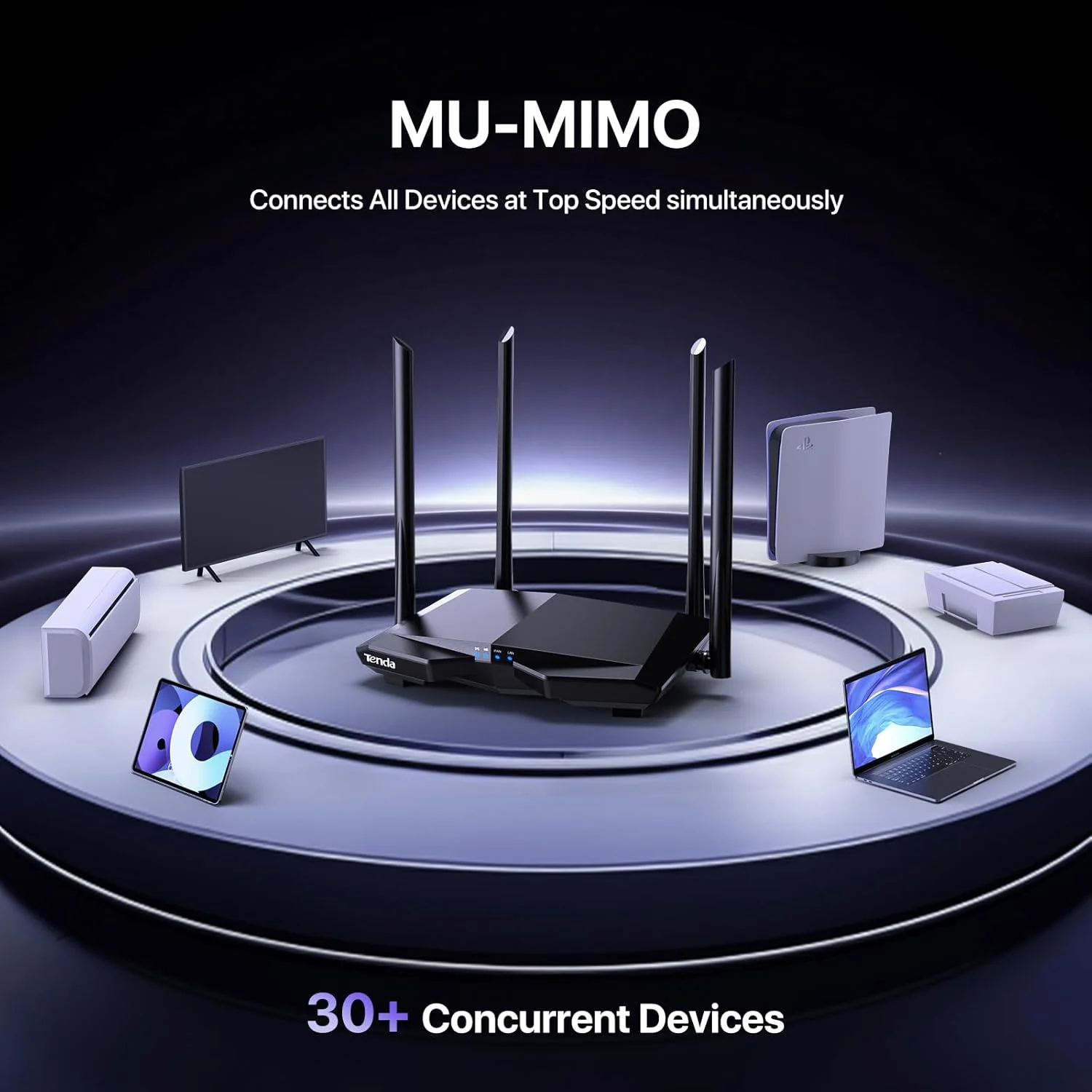 روتر وای فای هوشمند تندا AC1200، روتر اینترنت بی سیم دو بانده با سرعت بالا با برنامه هوشمند، 4 پورت اترنت سریع 100 مگابیت در ثانیه، پشتیبانی از وای فای مهمان، حالت نقطه دسترسی، IPv6 و کنترل والدین (AC6)