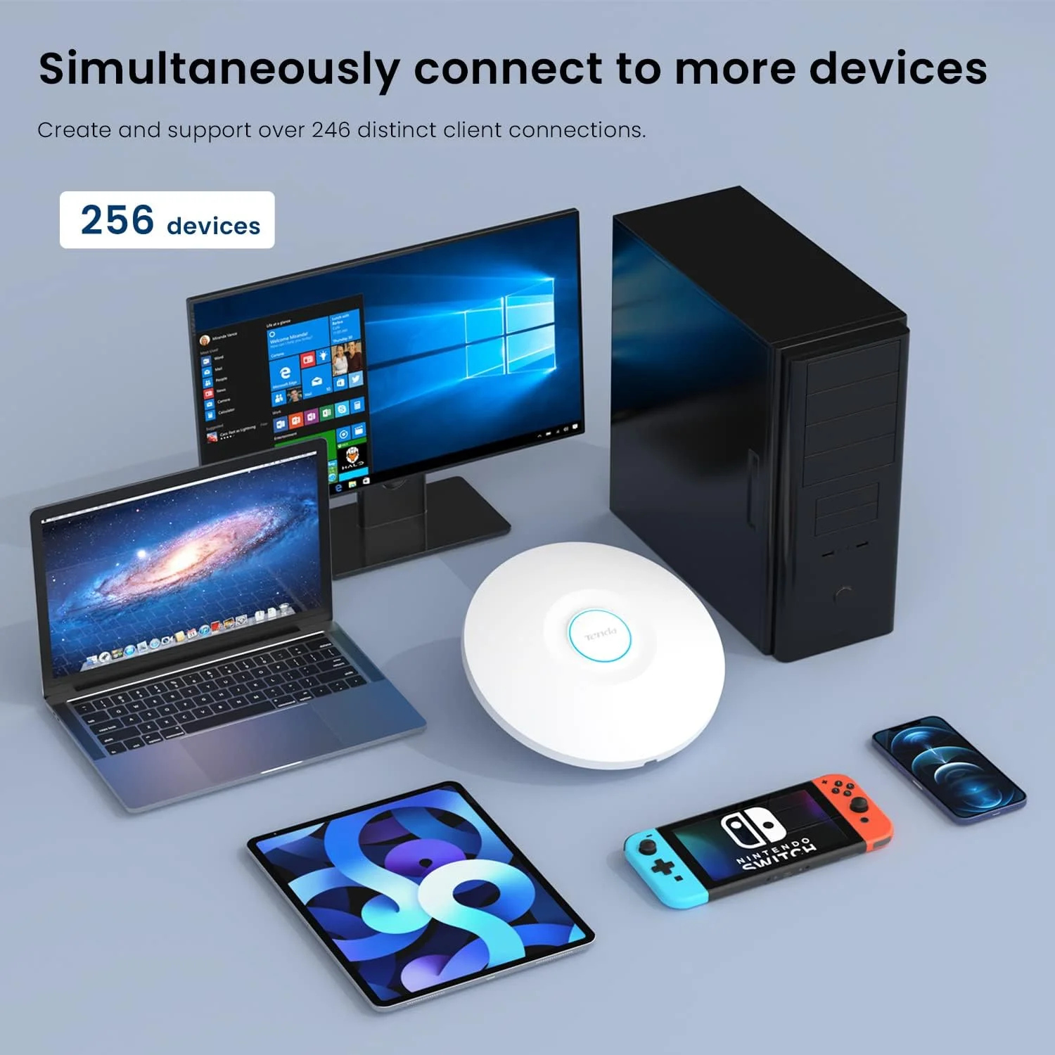 اکسس پوینت سقفی دو بانده گیگابیتی وای فای 6 تندا AX3000 با برد بلند (I29) | پوشش 500 متر مربع | تغذیه از طریق PoE+ | پشتیبانی از IEEE 802.11ax Wave 2, OFDMA, Roaming Without