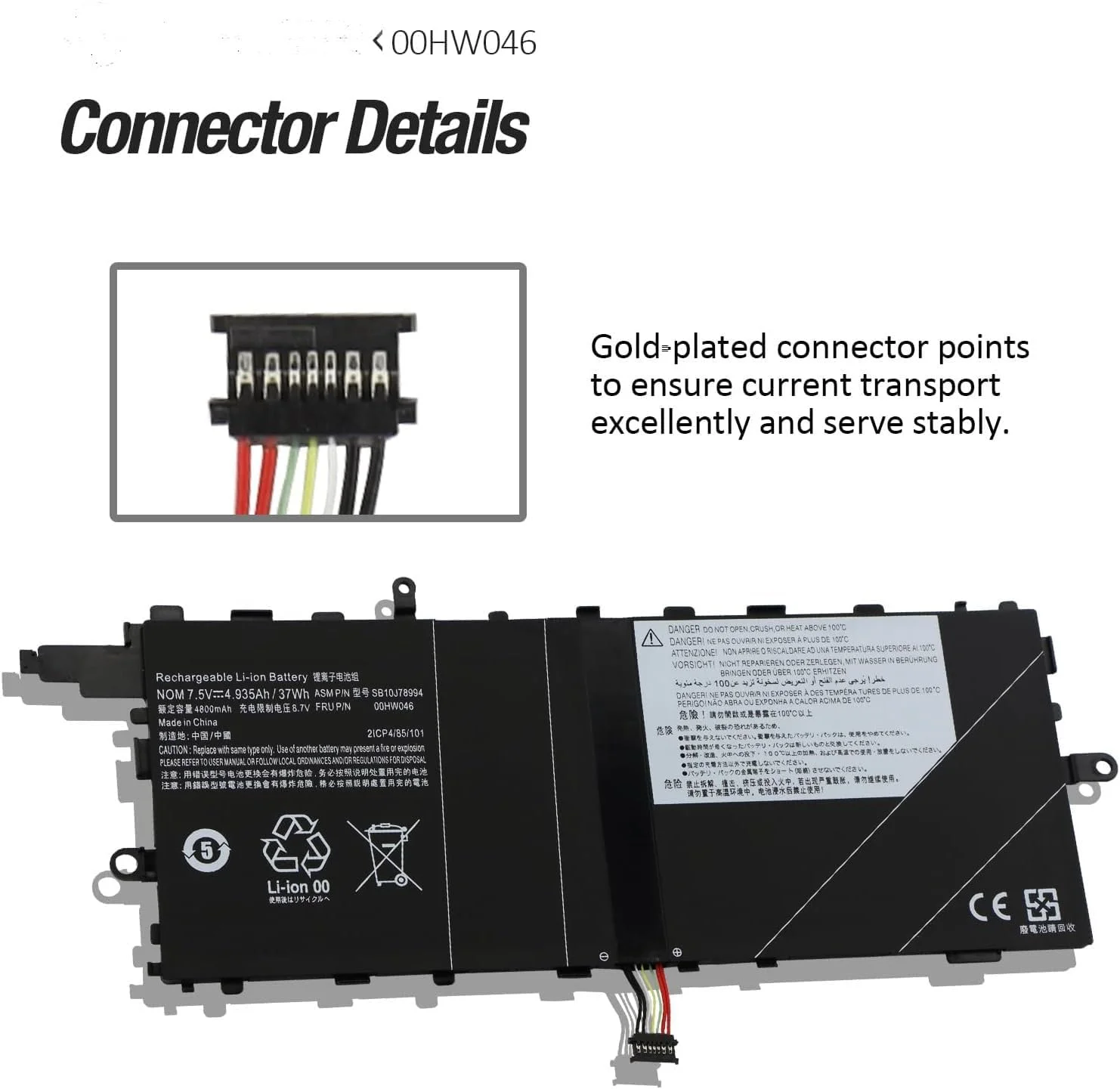 باتری 7.5 ولت 37 وات ساعت 00HW045 00HW046 سازگار با تبلت لنوو ThinkPad X1 مدل های 2016 و 2017 سری G1/Gen 1/1st Gen G2/Gen 2/2nd Gen Type 20GG 20GH 20JB 20JC SB10J78993 SB10J78994 2ICP4/84/103 باتری 7.5 ولت 37 وات ساعت 00HW045 00HW046 سازگار با تبلت لنوو ThinkPad X1 مدل های 2016 و 2017 سری G1/Gen 1/1st Gen G2/Gen 2/2nd Gen Type 20GG 20GH 20JB 20JC SB10J78993 SB10J78994 2ICP4/84/103