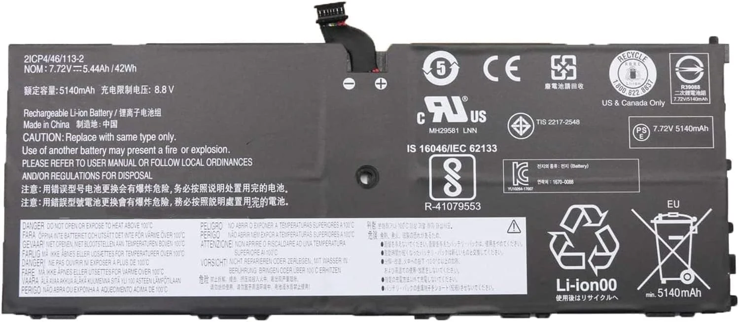 باتری TUEQQJH برای تبلت لنوو ThinkPad X1 نسل سوم سری L16L4P91 01AV454 L16M4P91 L16S4P91 SB10K97599 5B10W13919 (7.72 ولت 42 واتساعت/ 5440 میلیآمپر ساعت) باتری TUEQQJH برای تبلت لنوو ThinkPad X1 نسل سوم سری L16L4P91 01AV454 L16M4P91 L16S4P91 SB10K97599 5B10W13919 (7.72 ولت 42 واتساعت/ 5440 میلیآمپر ساعت)