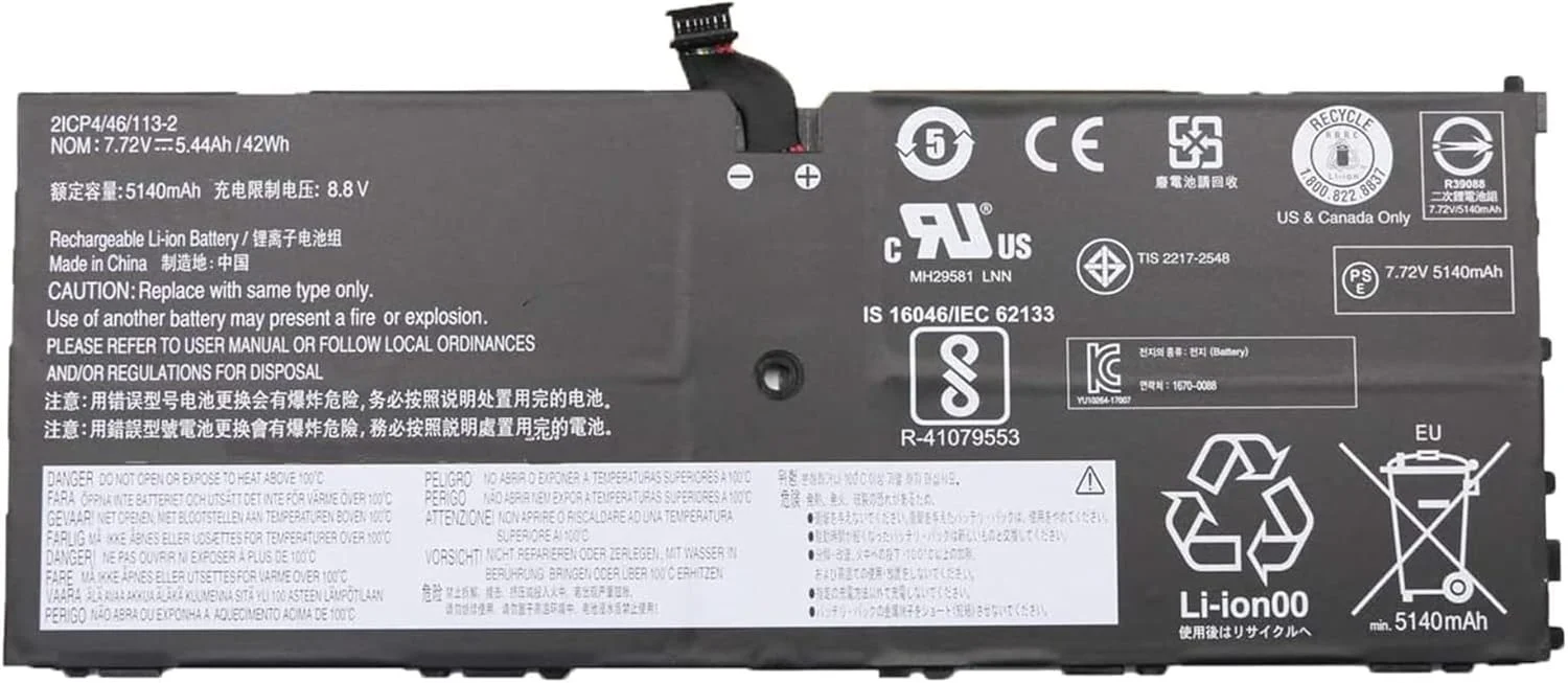 باتری مدل L16L4P91 01AV454 L16M4P91 L16S4P91 SB10K97599 5B10W13919 سازگار با تبلت لنوو ThinkPad X1 نسل 3، 7.72 ولت باتری مدل L16L4P91 01AV454 L16M4P91 L16S4P91 SB10K97599 5B10W13919 سازگار با تبلت لنوو ThinkPad X1 نسل 3، 7.72 ولت