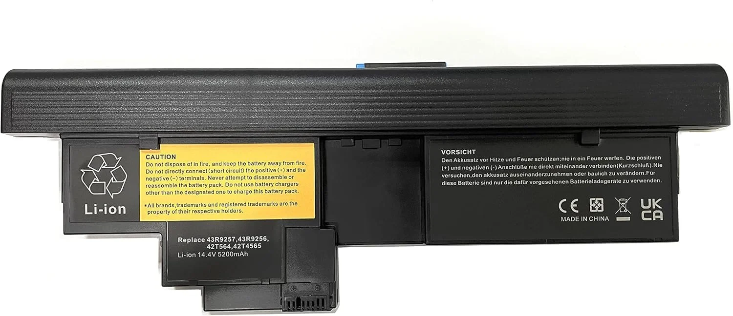 باتری لپ تاپ 14.4 ولت 5200 میلی آمپر ساعت 43R9256 43R9257 42T4565 42T4657 42T4658 سازگار با Le.novo ThinkPad X200 X201 Tablet 2263 2266 4184 7448 7449 744 50 7453 X200T X201T