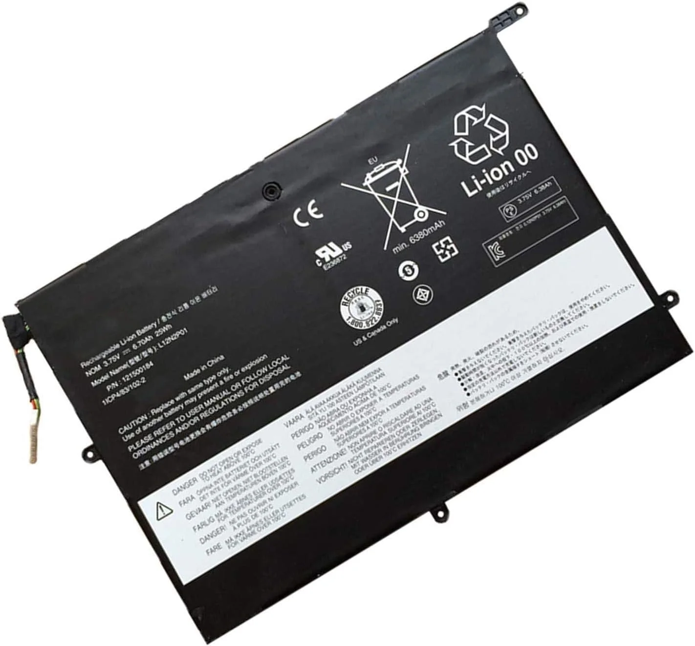 باتری 3.75 ولت 25 وات ساعت 6700 میلی آمپر L12N2P01 L12M2P01 سازگار با تبلت سری Lenovo Miix 10 مدل 121500184