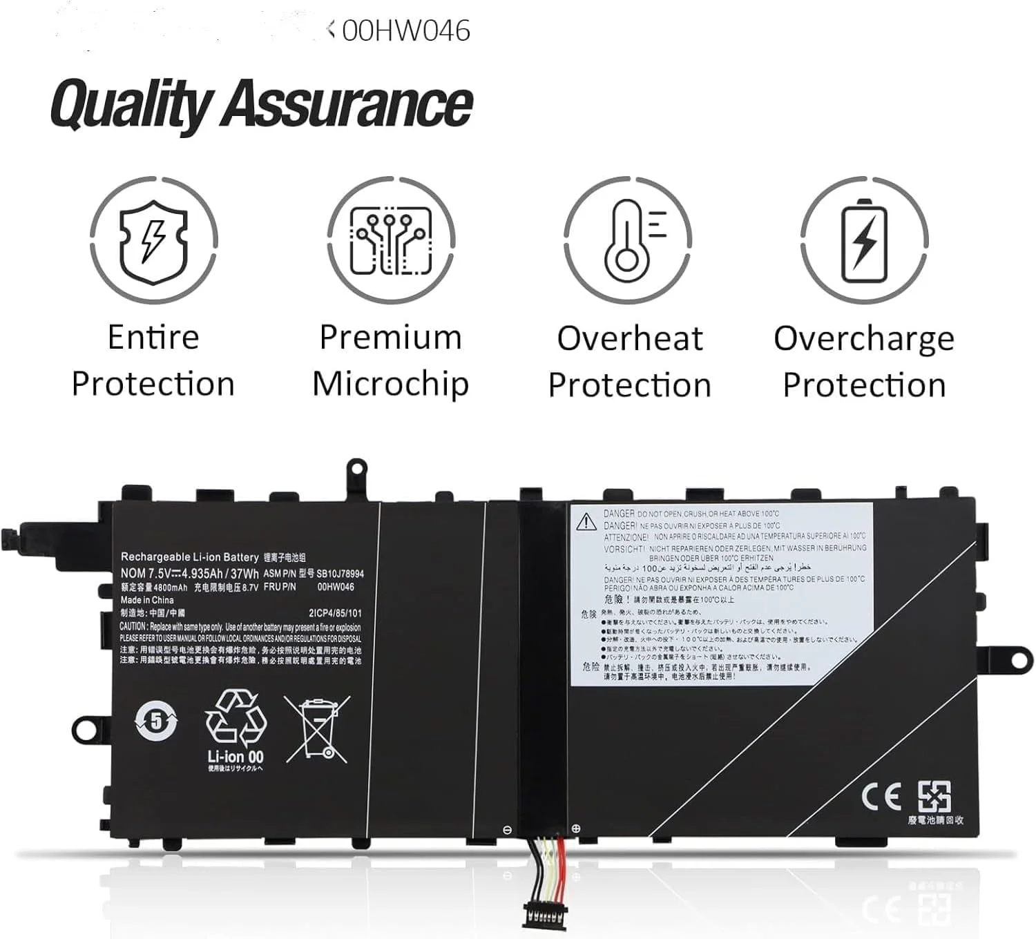 باتری جایگزین 00HW044, 00HW045, 00HW046, SB10J78993, SB10J78994, 4900mAh برای تبلت Len.OVO ThinkPad X1 (20GGA00L00), تبلت X1 (20GGA00N00) باتری جایگزین 00HW044, 00HW045, 00HW046, SB10J78993, SB10J78994, 4900mAh برای تبلت Len.OVO ThinkPad X1 (20GGA00L00), تبلت X1 (20GGA00N00)