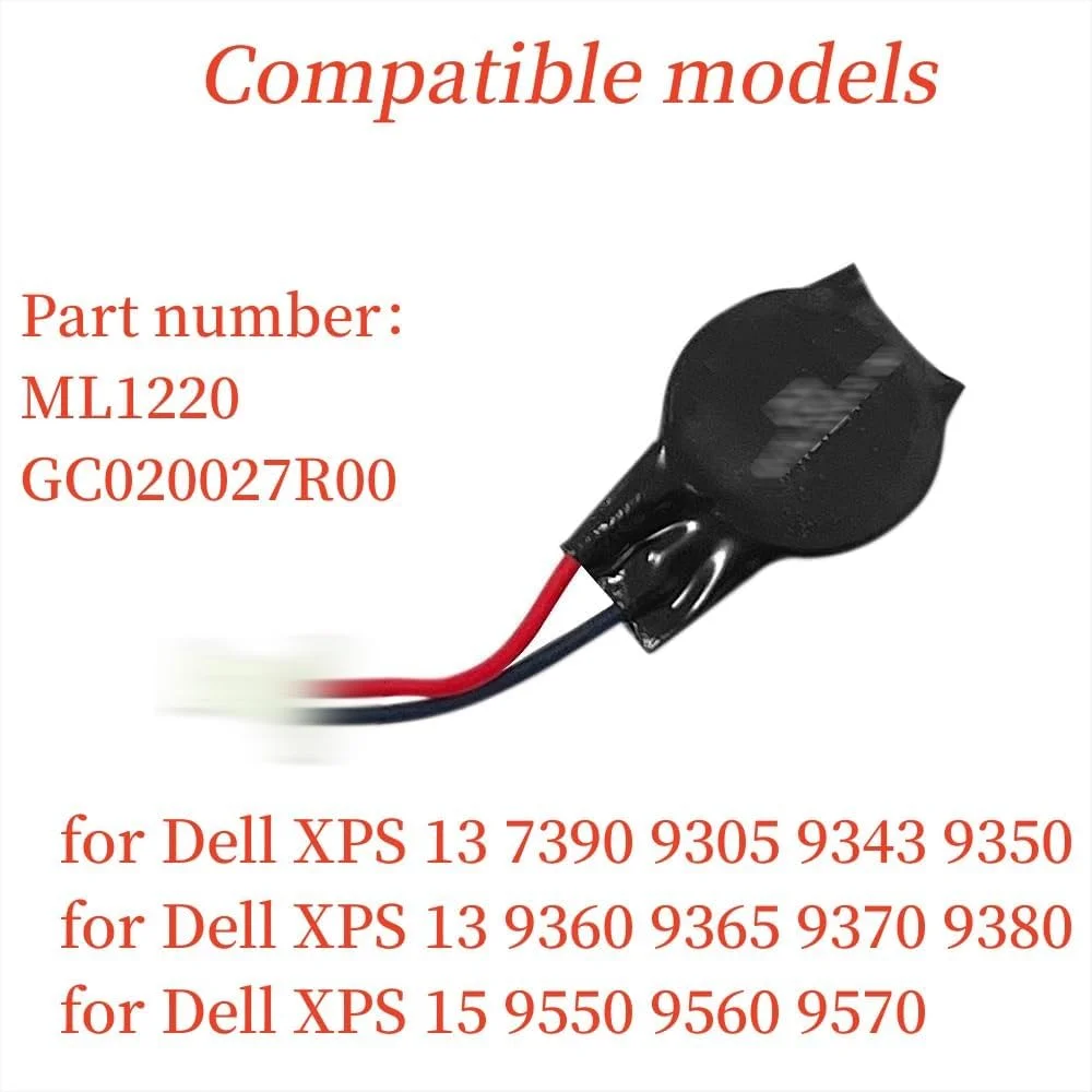 باتری CMOS مدل ML1220 جایگزین برای Dell XPS 15 9550 9560 9570/13 7390 9305 9343 9350 9360 9365 9370 9380 Precision 5510 5520 5530 GC020027R00 به همراه کابل 2 سیم و کانکتور باتری CMOS مدل ML1220 جایگزین برای Dell XPS 15 9550 9560 9570/13 7390 9305 9343 9350 9360 9365 9370 9380 Precision 5510 5520 5530 GC020027R00 به همراه کابل 2 سیم و کانکتور