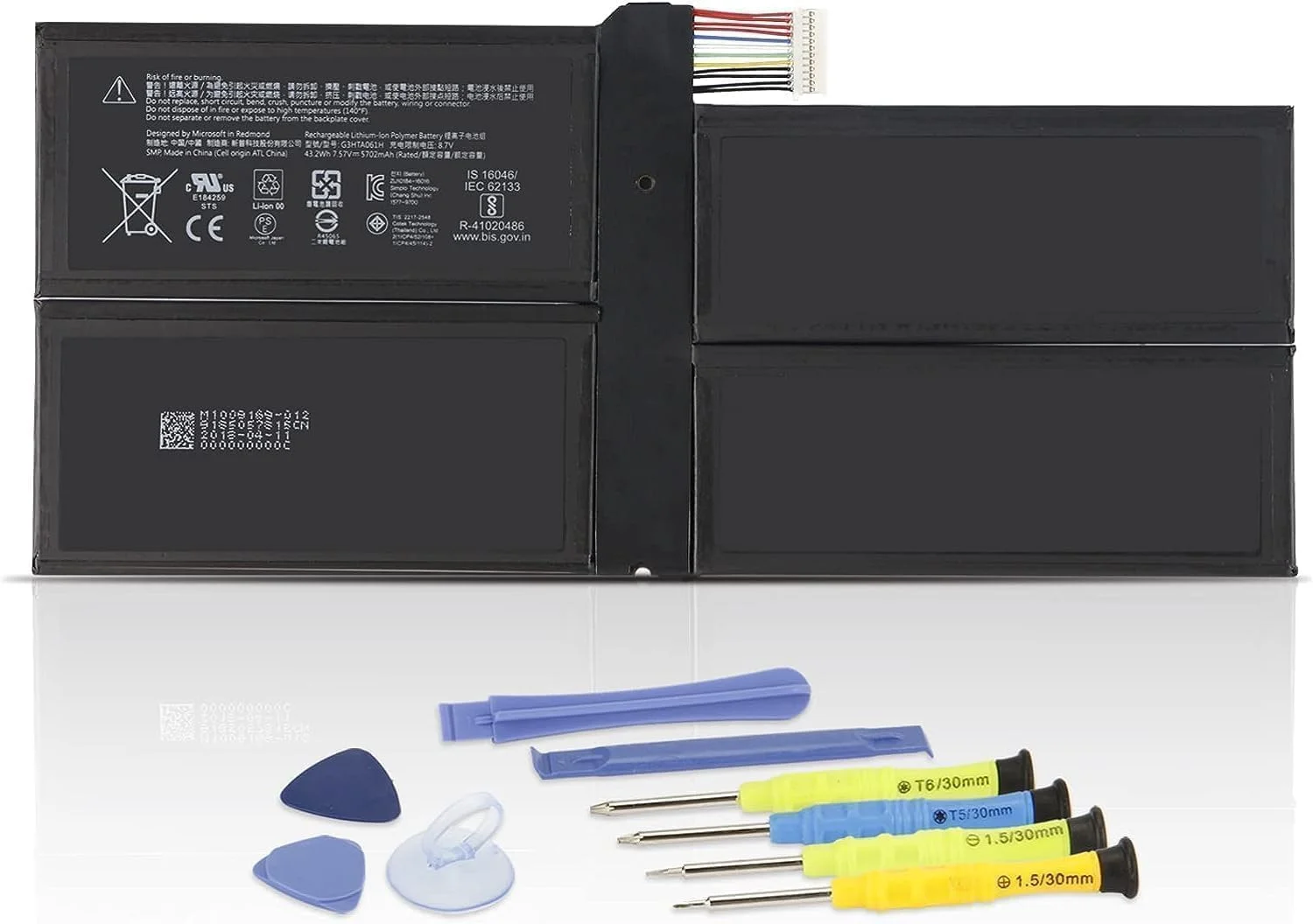 باطری لپ تاپ جدید G3HTA061H DYNM03 برای Microsoft Surface Pro 7 (مدل 1866, 2019) تبلت جداشدنی 2 در 1 با صفحه لمسی 12.3 اینچی PVR-00016 VDV-00015 VDV- 43.2Wh 5702mAh به همراه ابزار