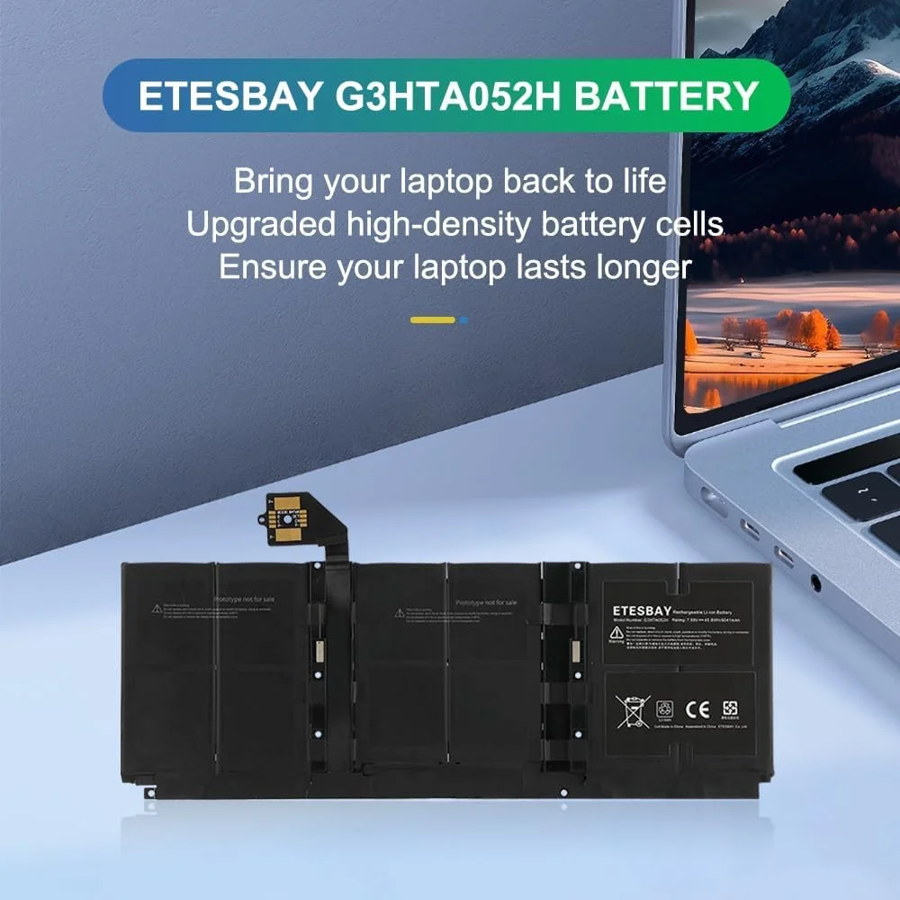 باتری تبلت جایگزین ETESBAY G3HTA052H DYNT02 برای Microsoft Surface Laptop 3 Gen 13.5 اینچی مدل های 1867 و 1868 با ابزار 6041mAh 45.8Wh