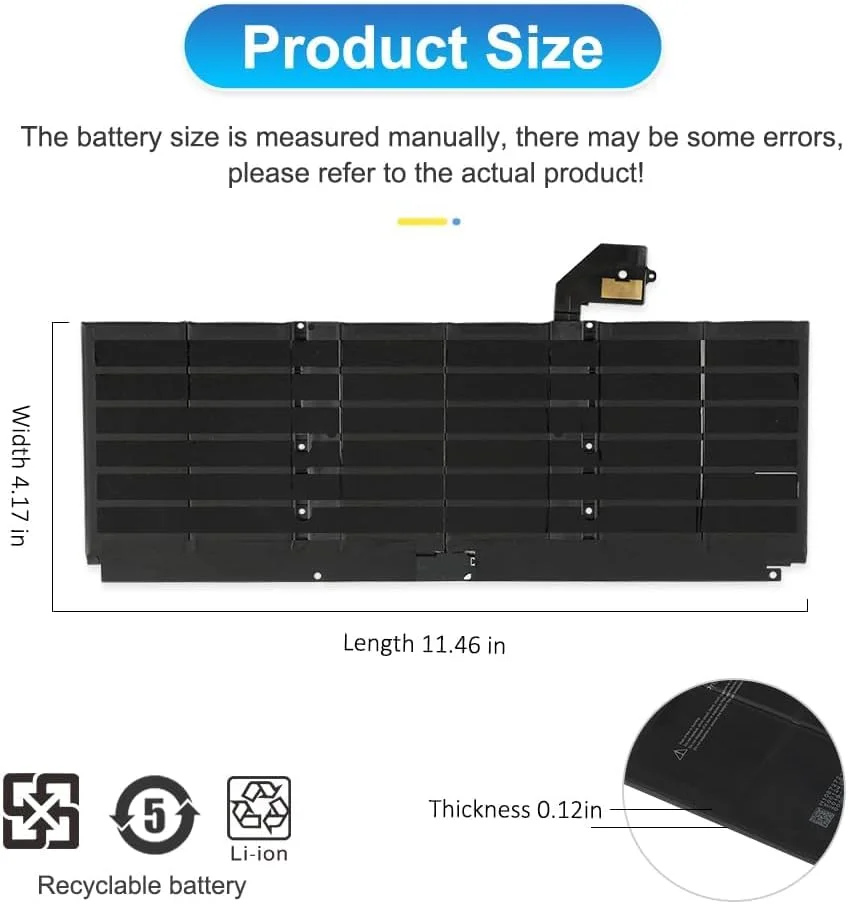 باتری تبلت جایگزین ETESBAY G3HTA052H DYNT02 برای Microsoft Surface Laptop 3 Gen 13.5 اینچی مدل های 1867 و 1868 با ابزار 6041mAh 45.8Wh