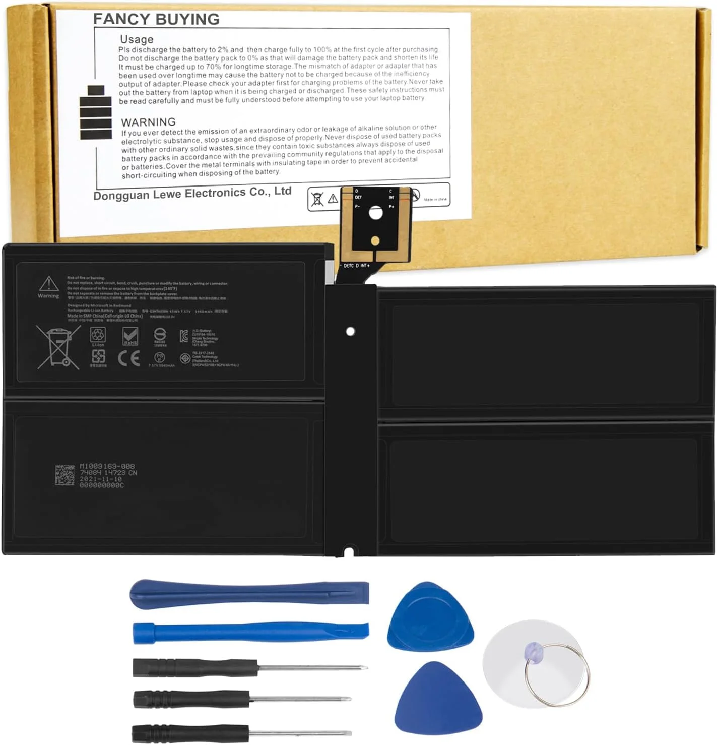 باتری G3HTA038H DYNM02 برای مایکروسافت سرفیس پرو نسل 5 (مدل 1796، 2017)، سرفیس پرو 6 (مدل 1807/1809/1796، سری تبلت 2018) 12.3 اینچ 2 در 1، Core i5 i7 m3
