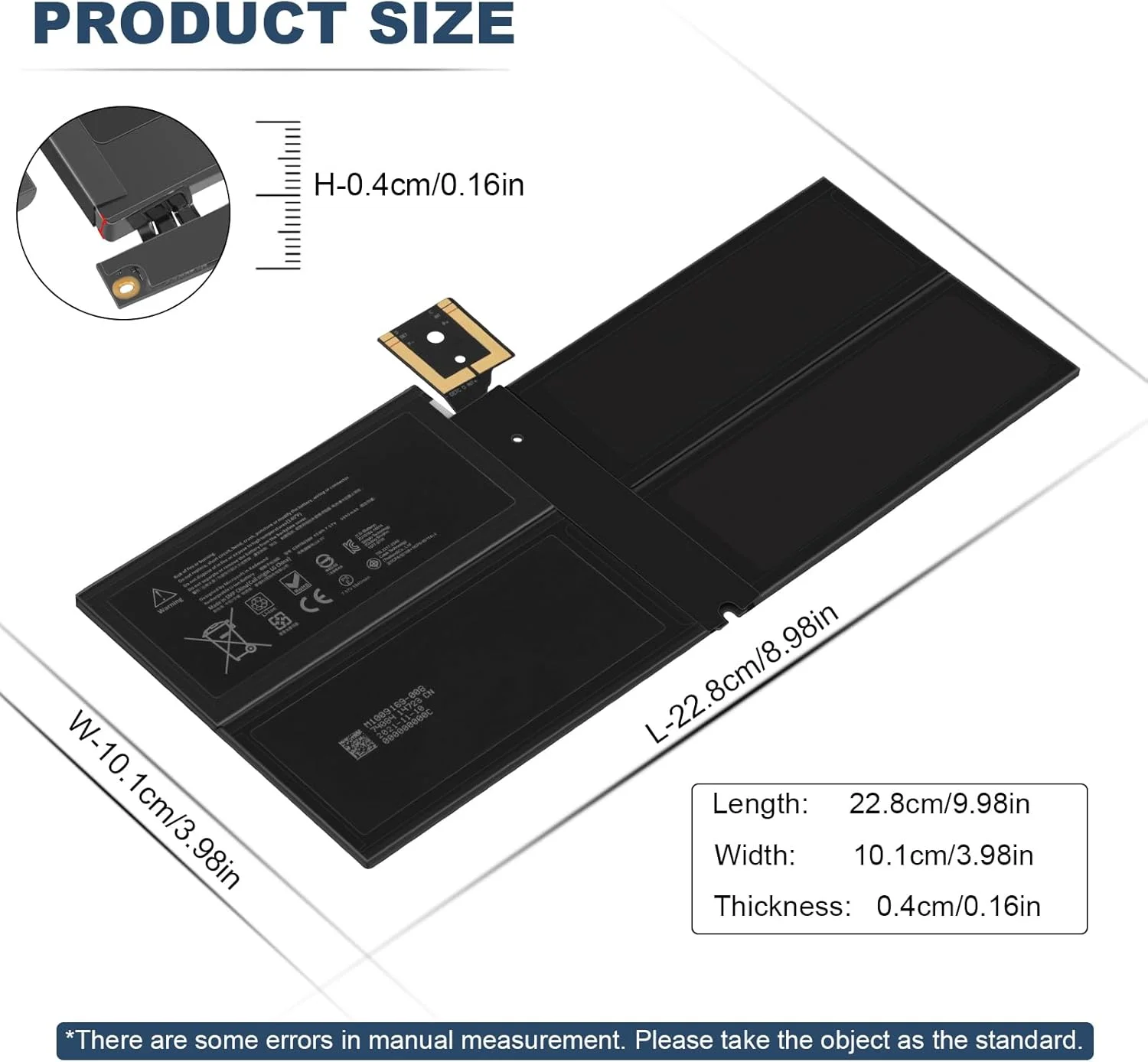 باتری G3HTA038H DYNM02 برای مایکروسافت سرفیس پرو نسل 5 (مدل 1796، 2017)، سرفیس پرو 6 (مدل 1807/1809/1796، سری تبلت 2018) 12.3 اینچ 2 در 1، Core i5 i7 m3