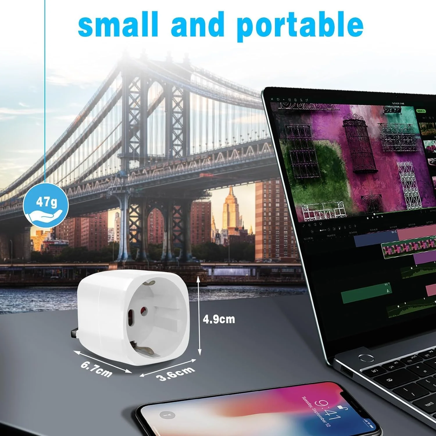 آداپتور مسافرتی جهانی Vutizal - آداپتور 3250 واتی برای بریتانیا، قطر، ایرلند، گامبیا (نوع G سفید) - 2 عدد