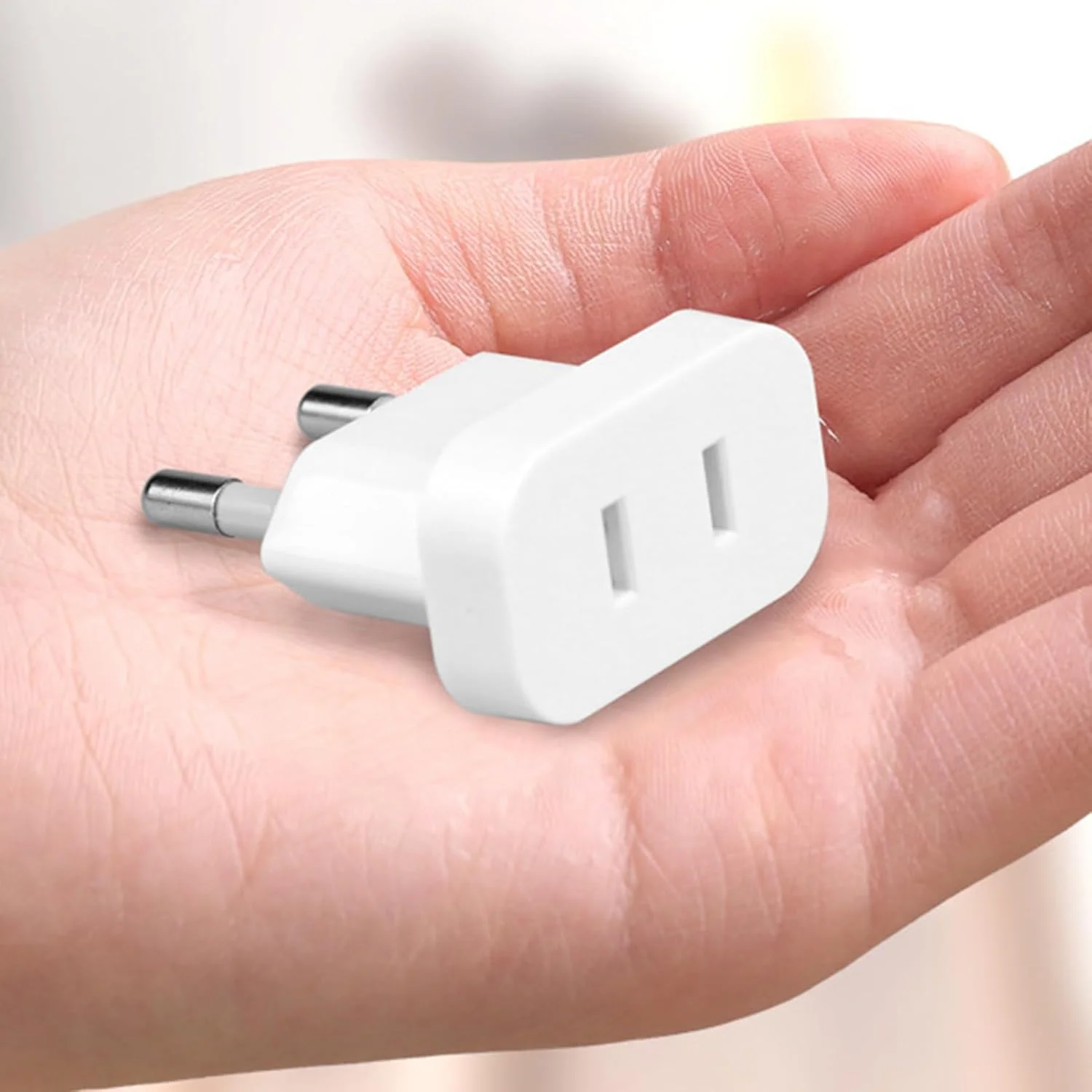 تبدیل دوشاخه آمریکایی به اروپایی - مبدل شارژر سفرهای کاری | آداپتور دوشاخه مسافرتی قابل حمل برای سشوار، دوربین، لپ تاپ، تلفن، تحصیل در خارج از کشور، کوله گردی، هتل ها، فرودگاه ها